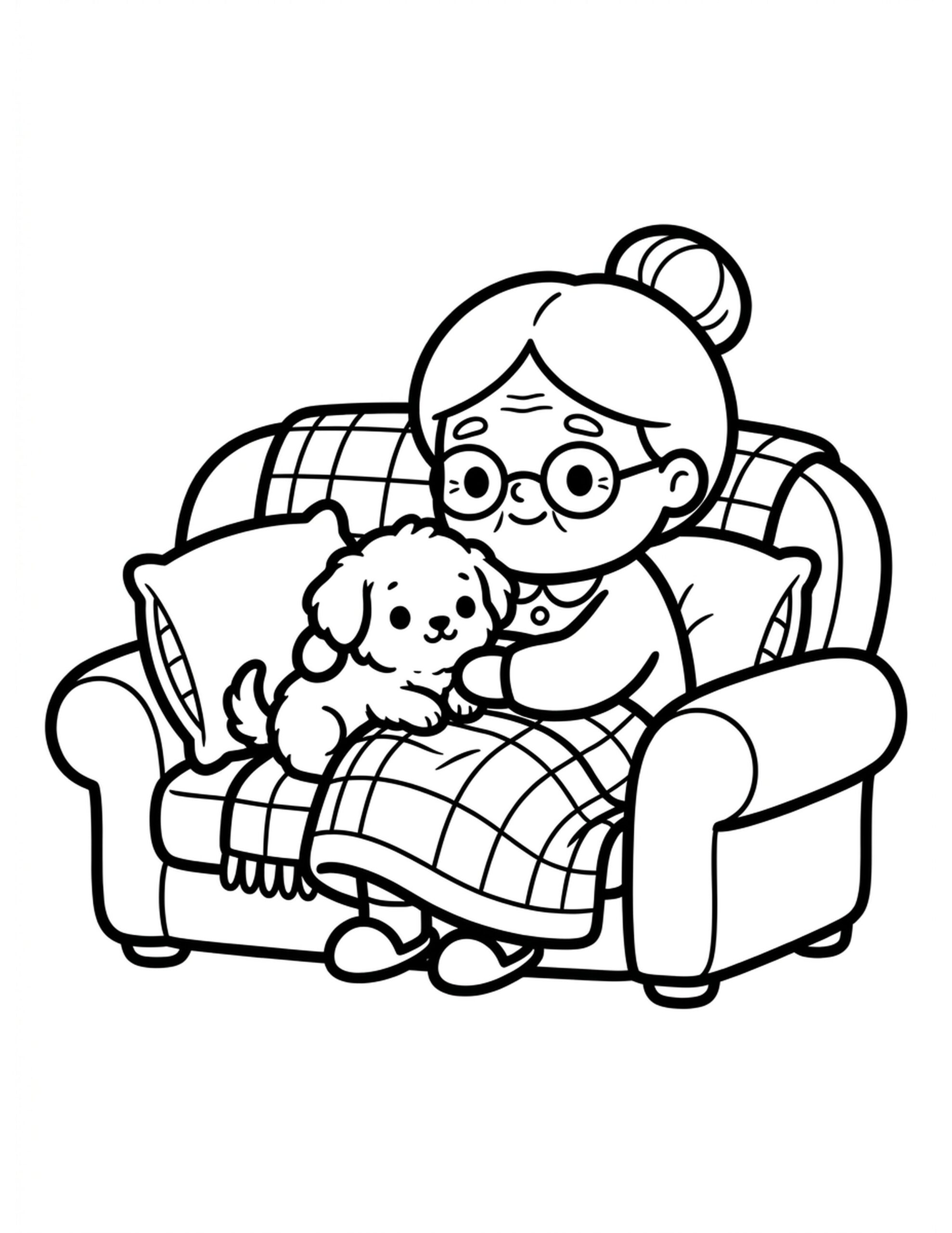 Cozy Puppy Snuggles Coloring Page