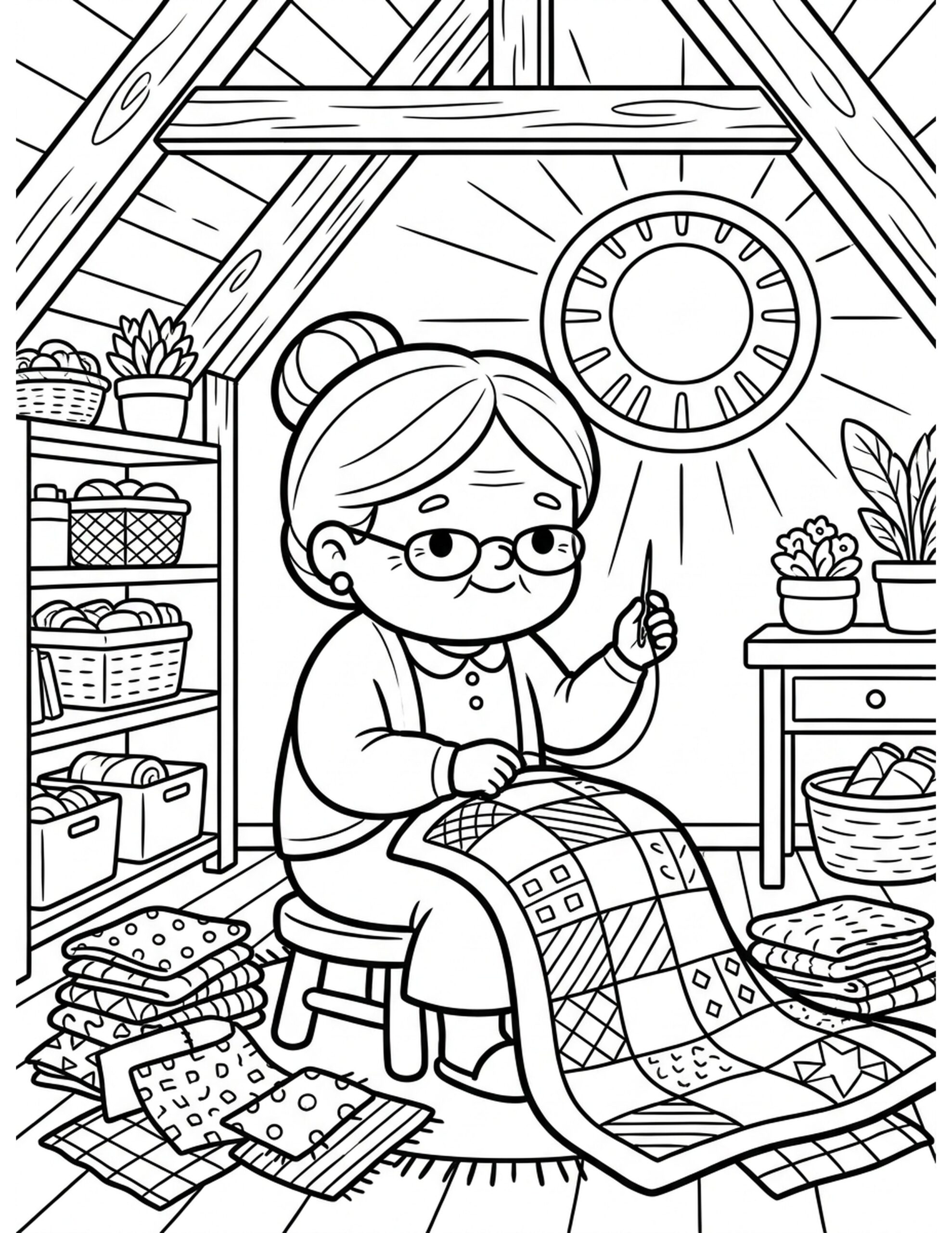 Quilting Day Coloring Page