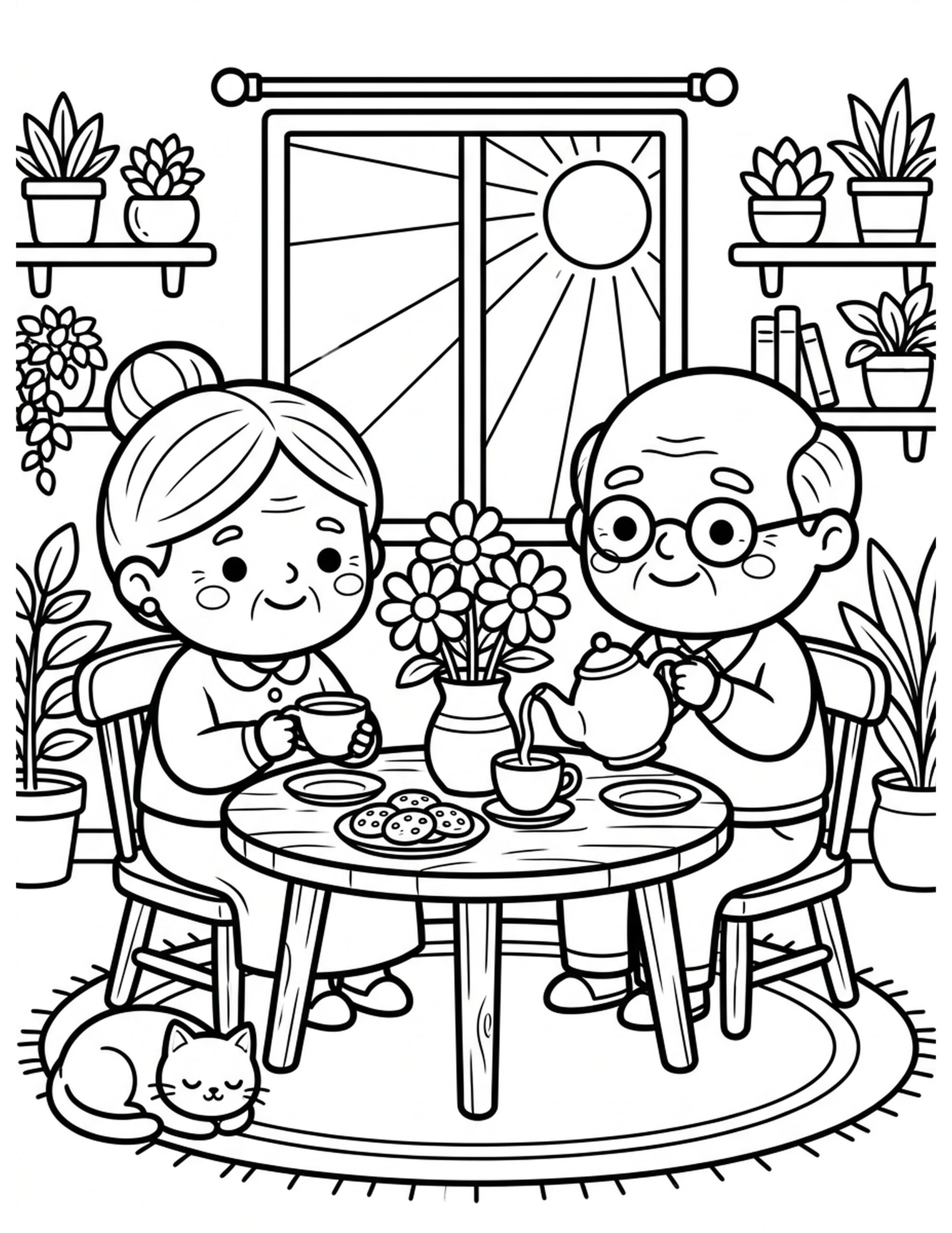 Cozy Tea Time Coloring Page