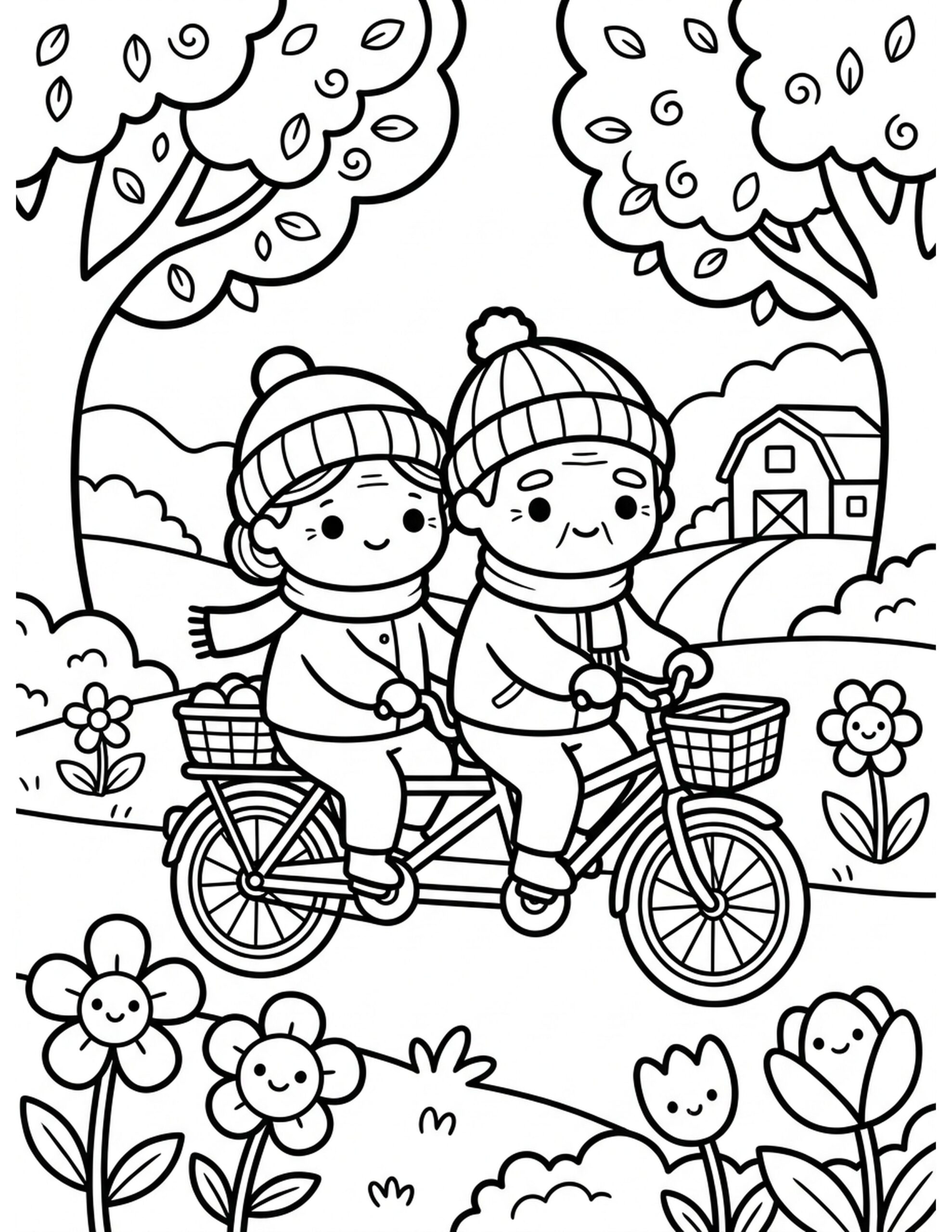 Vintage Bike Ride Coloring Page