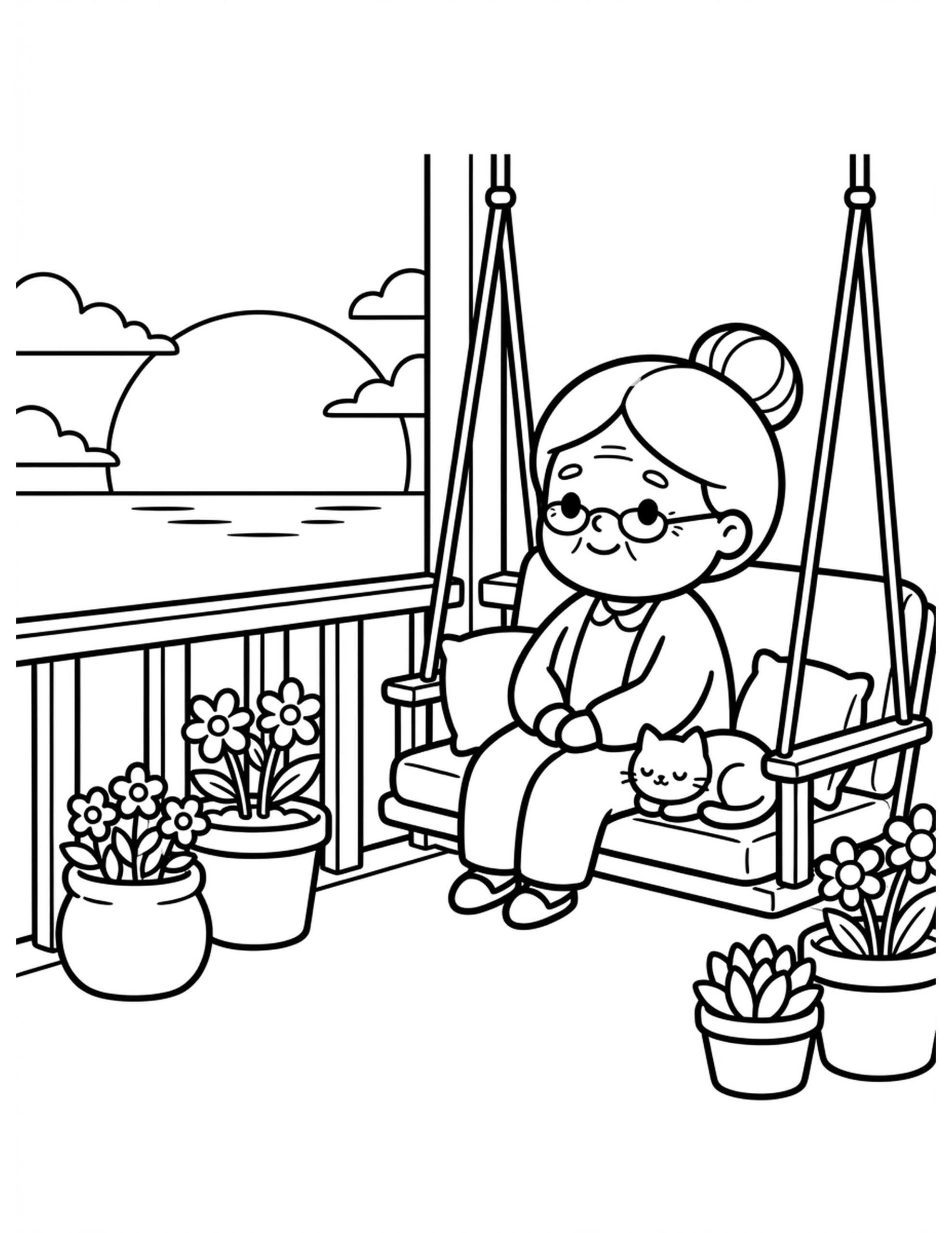 Sunset on the Porch Coloring Page