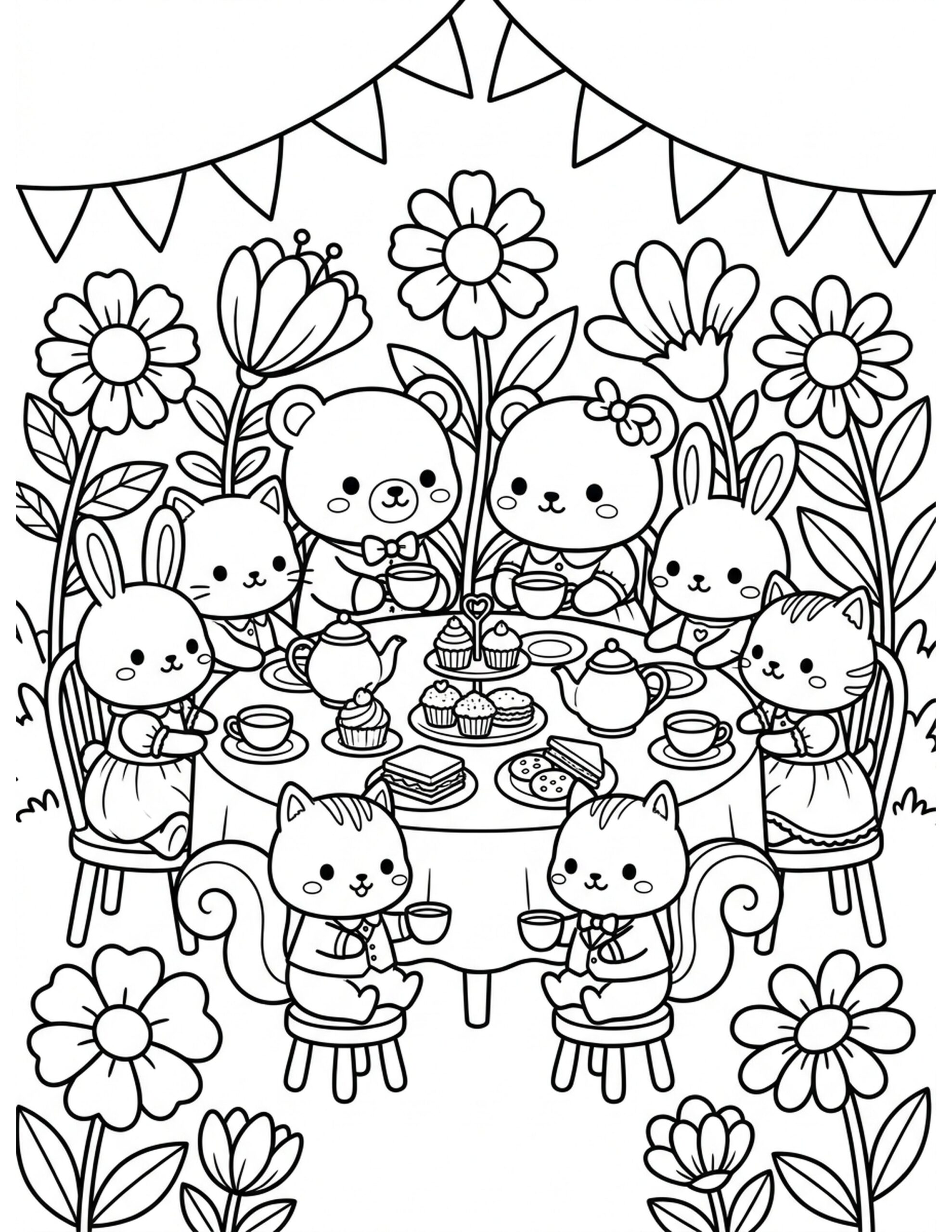 Afternoon Tea Party Coloring Page
