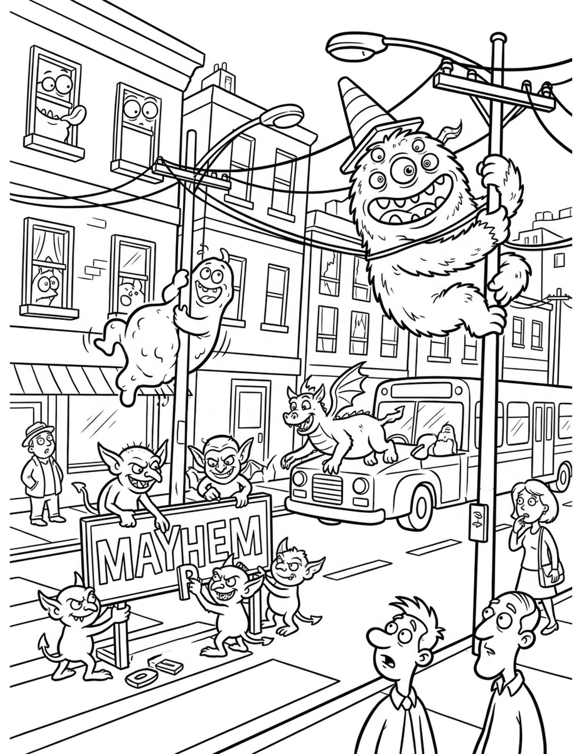 Monstrous Mayhem Coloring Page