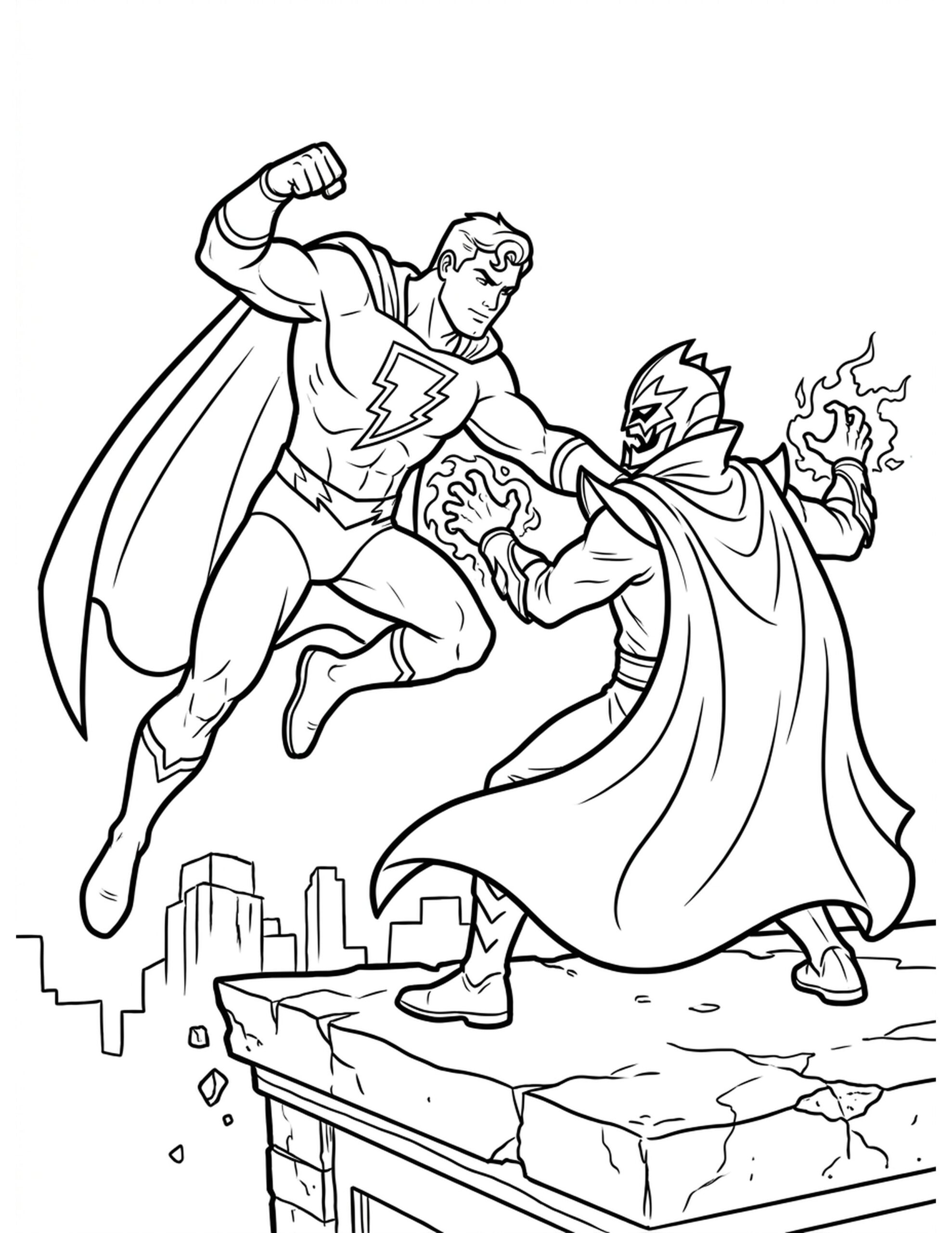 Superhero Showdown Coloring Page