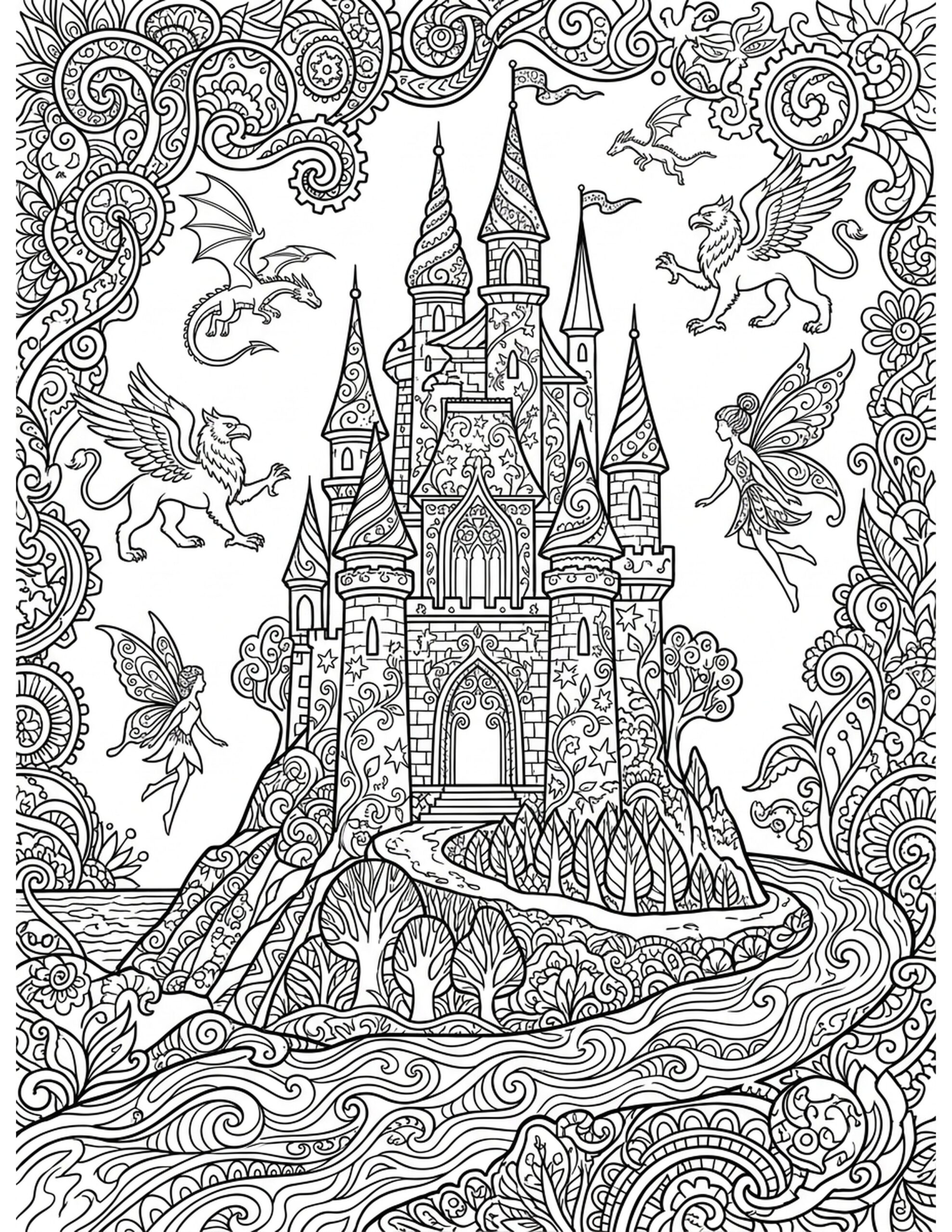 Enchanted Castle Coloring Page