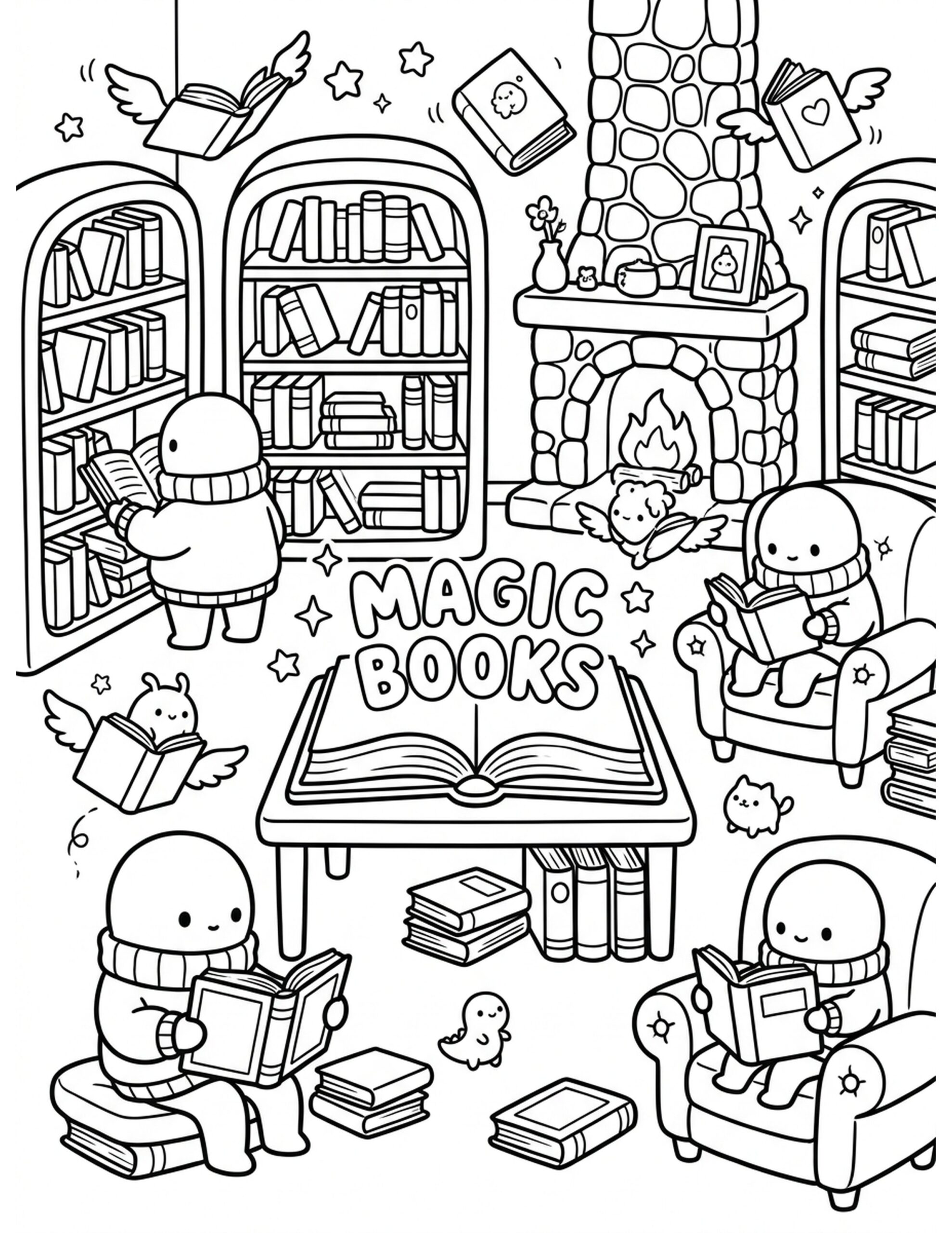 Magical Bookstore Coloring Page