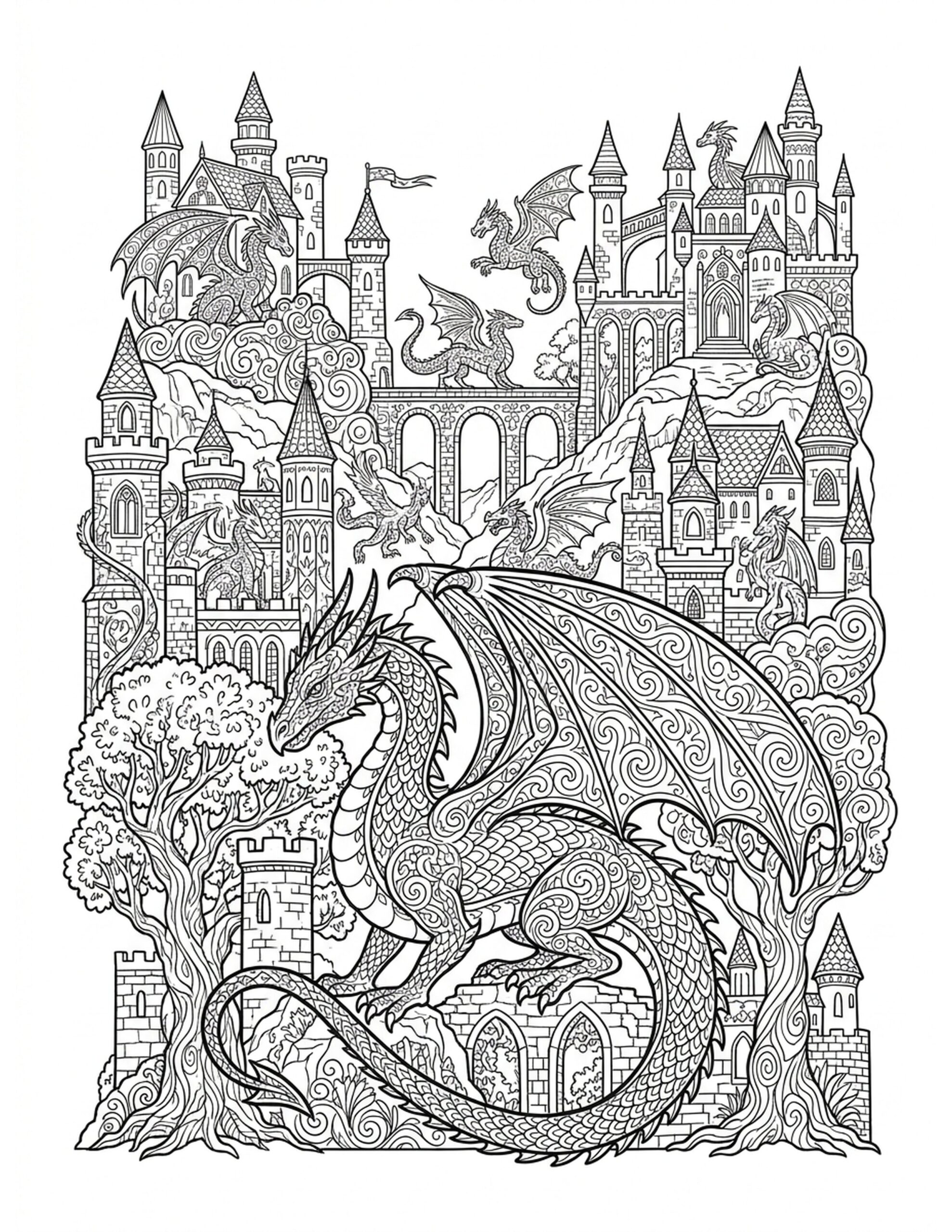 Layering with Fantasy Creatures Coloring Page
