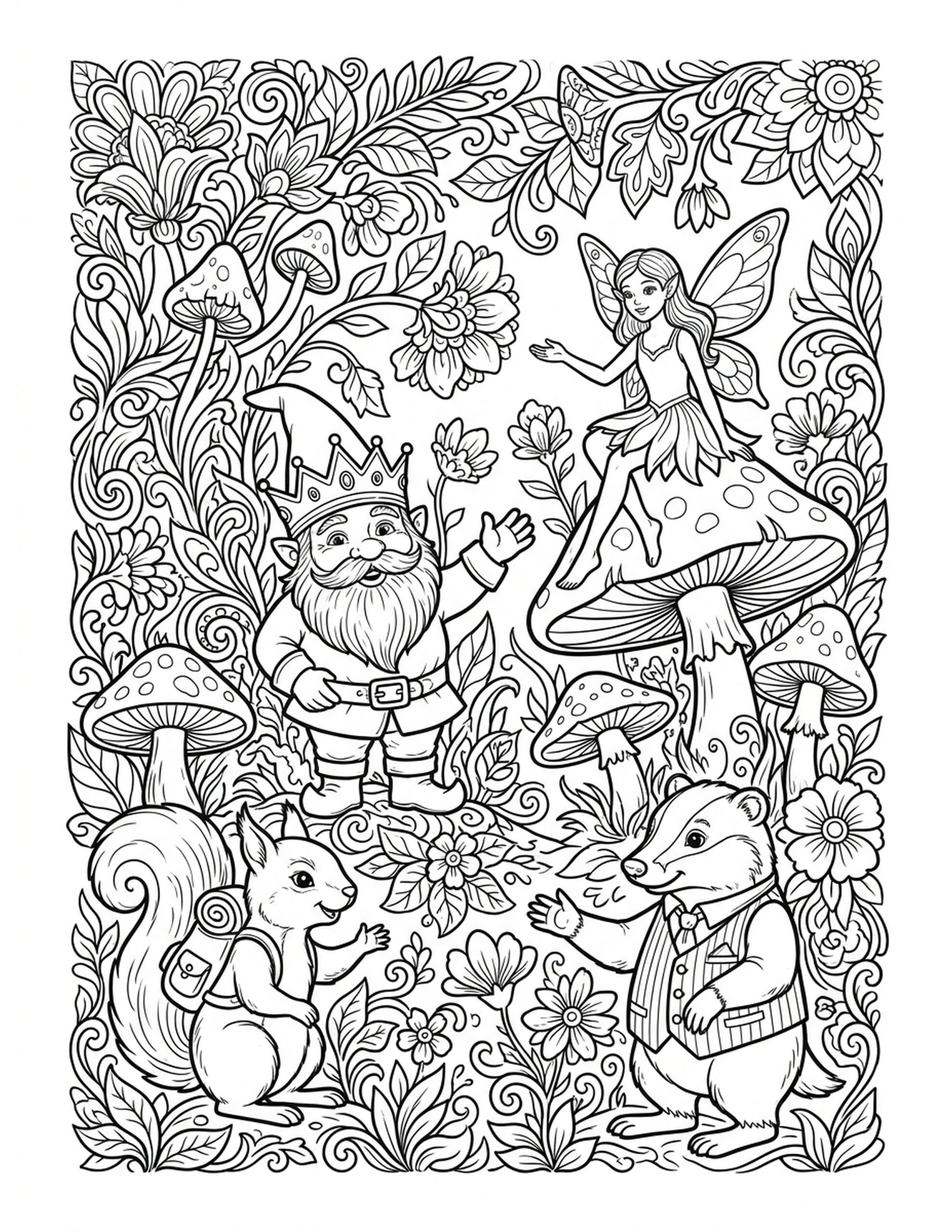 Textured Flowers Coloring Page