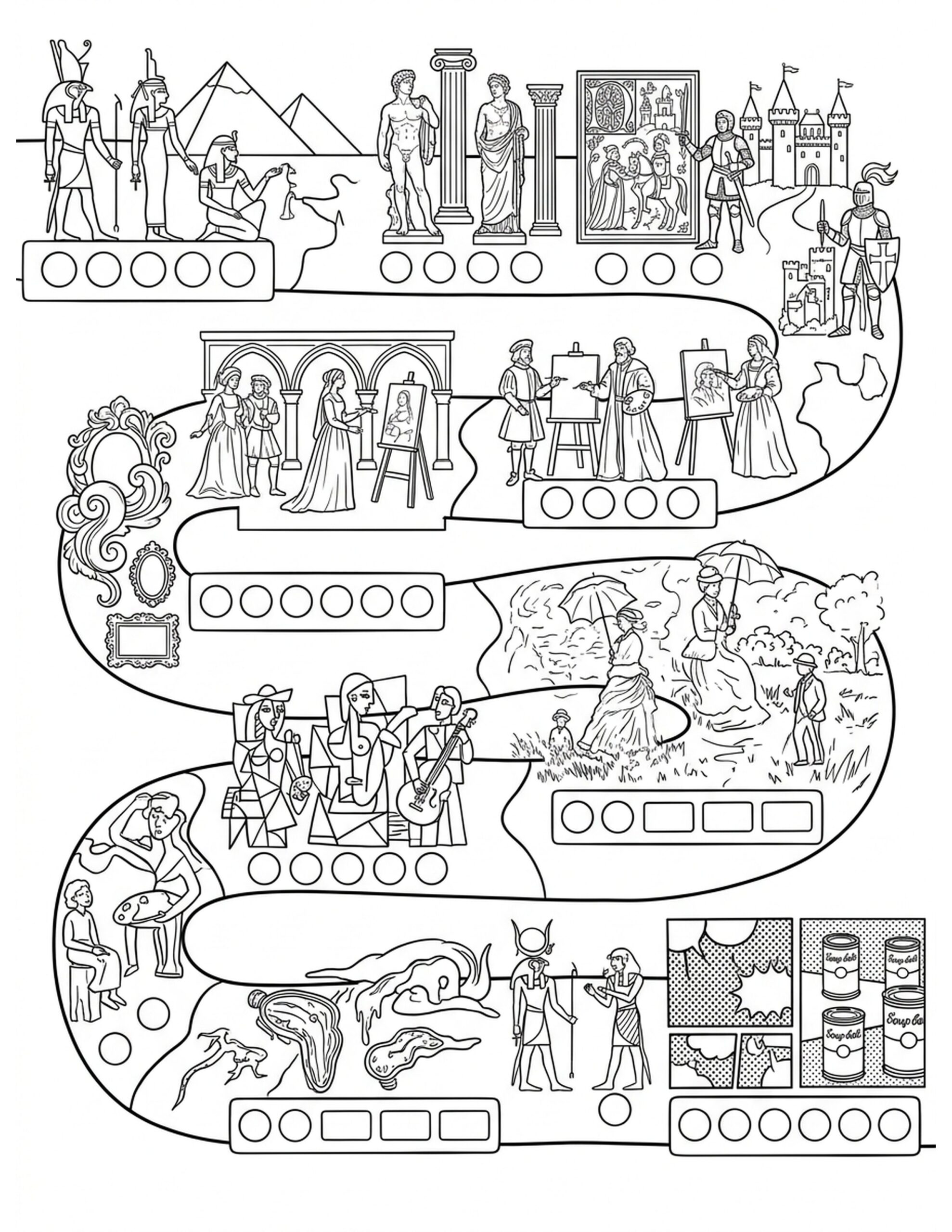 Colorful Journey Through Time Coloring Page