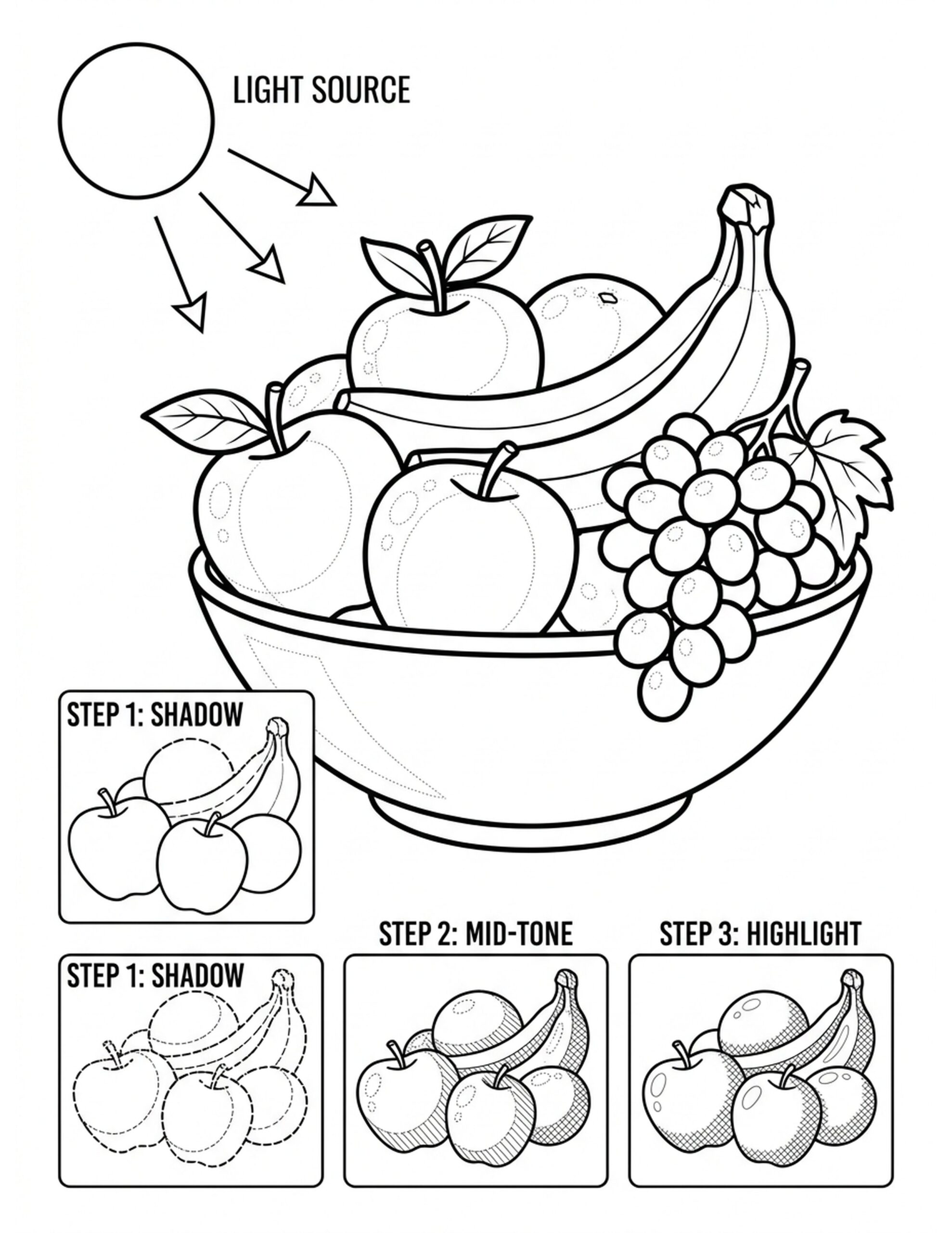 Shade and Highlight Practice Coloring Page