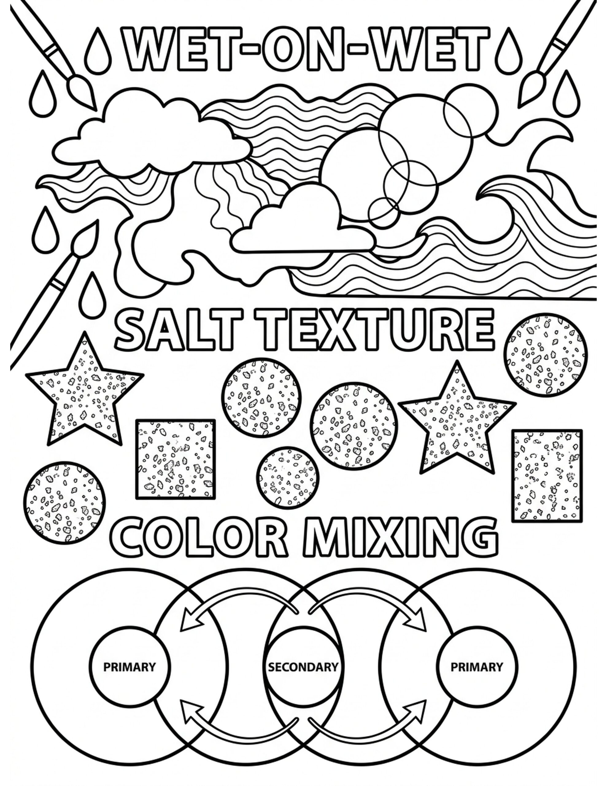 Watercolor Techniques Coloring Page