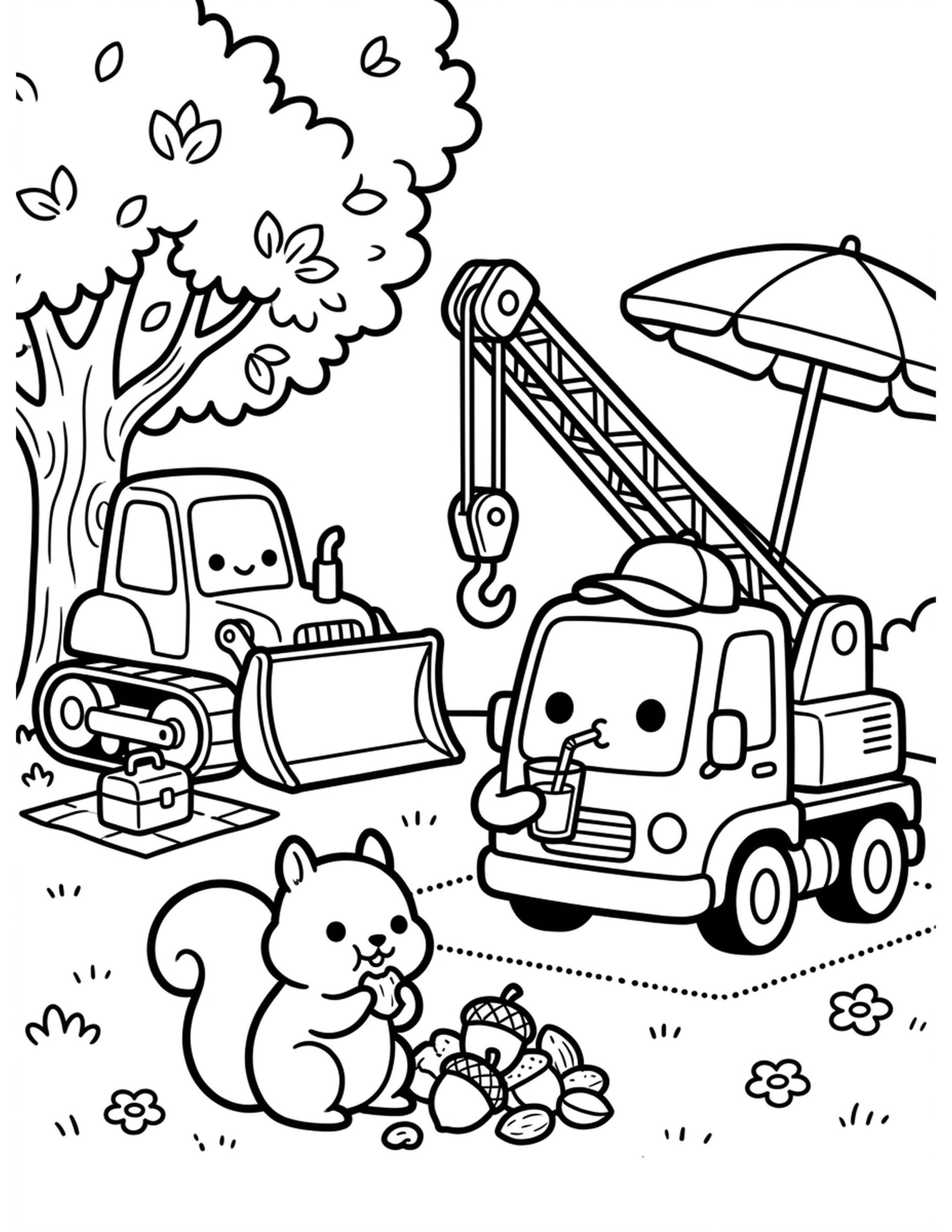 Construction Crew Break Time Coloring Page