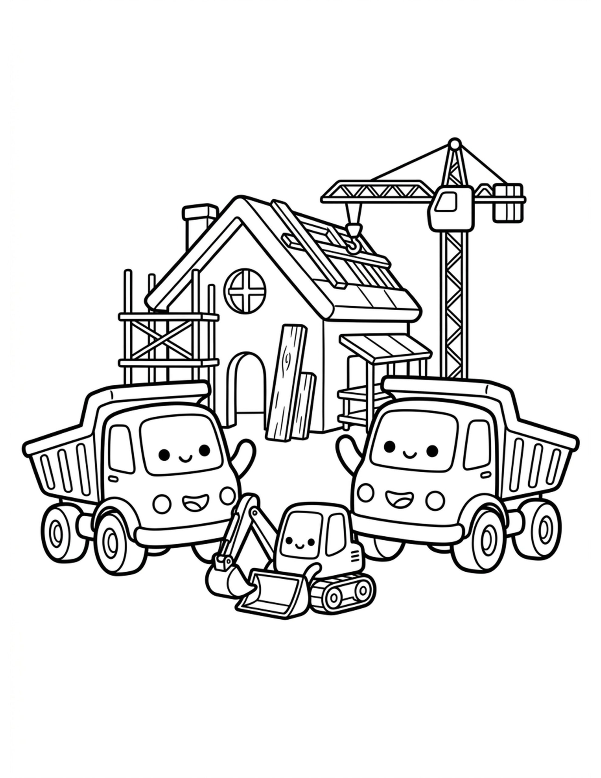 Construction Vehicle Family Coloring Page