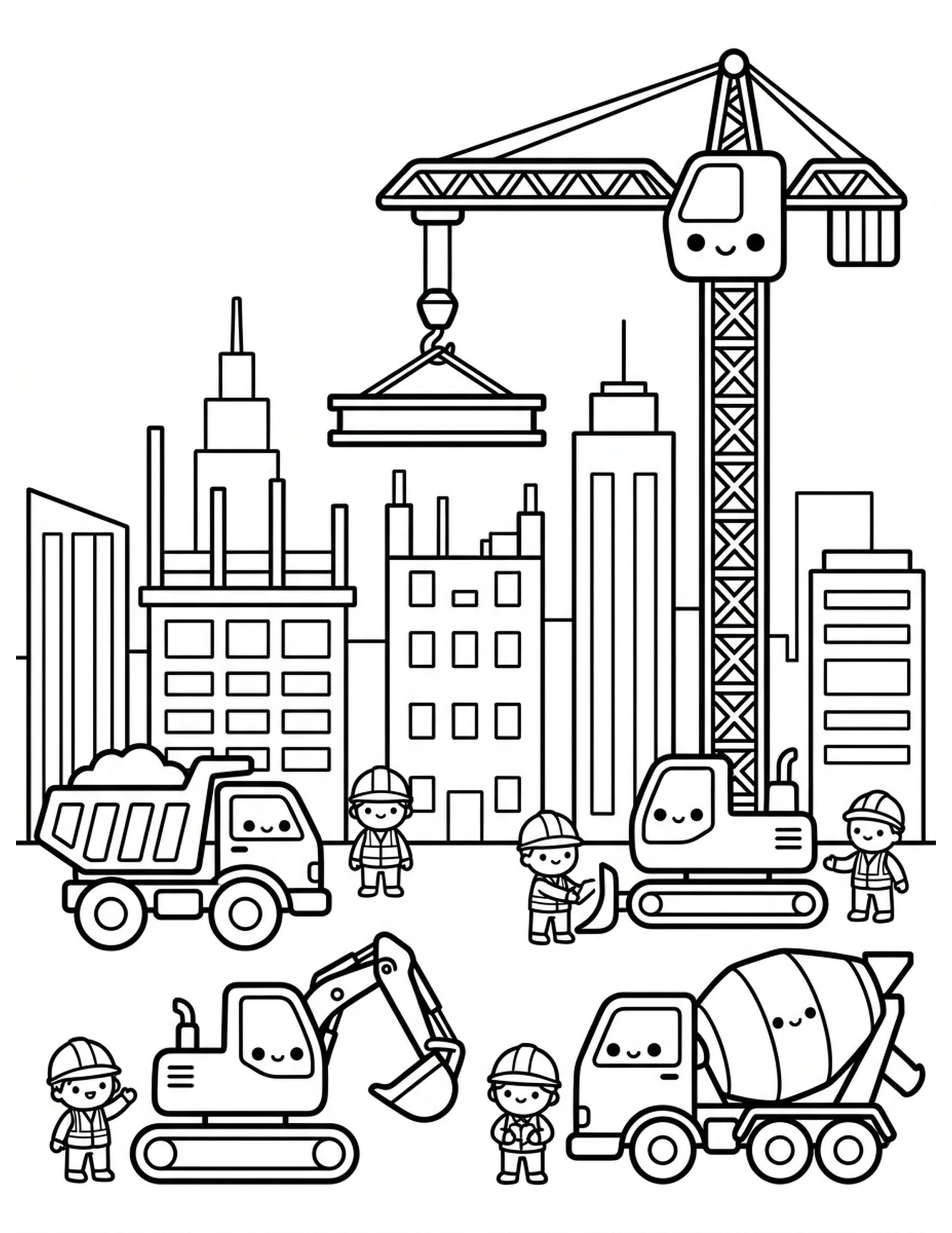 Skyline Construction Coloring Page