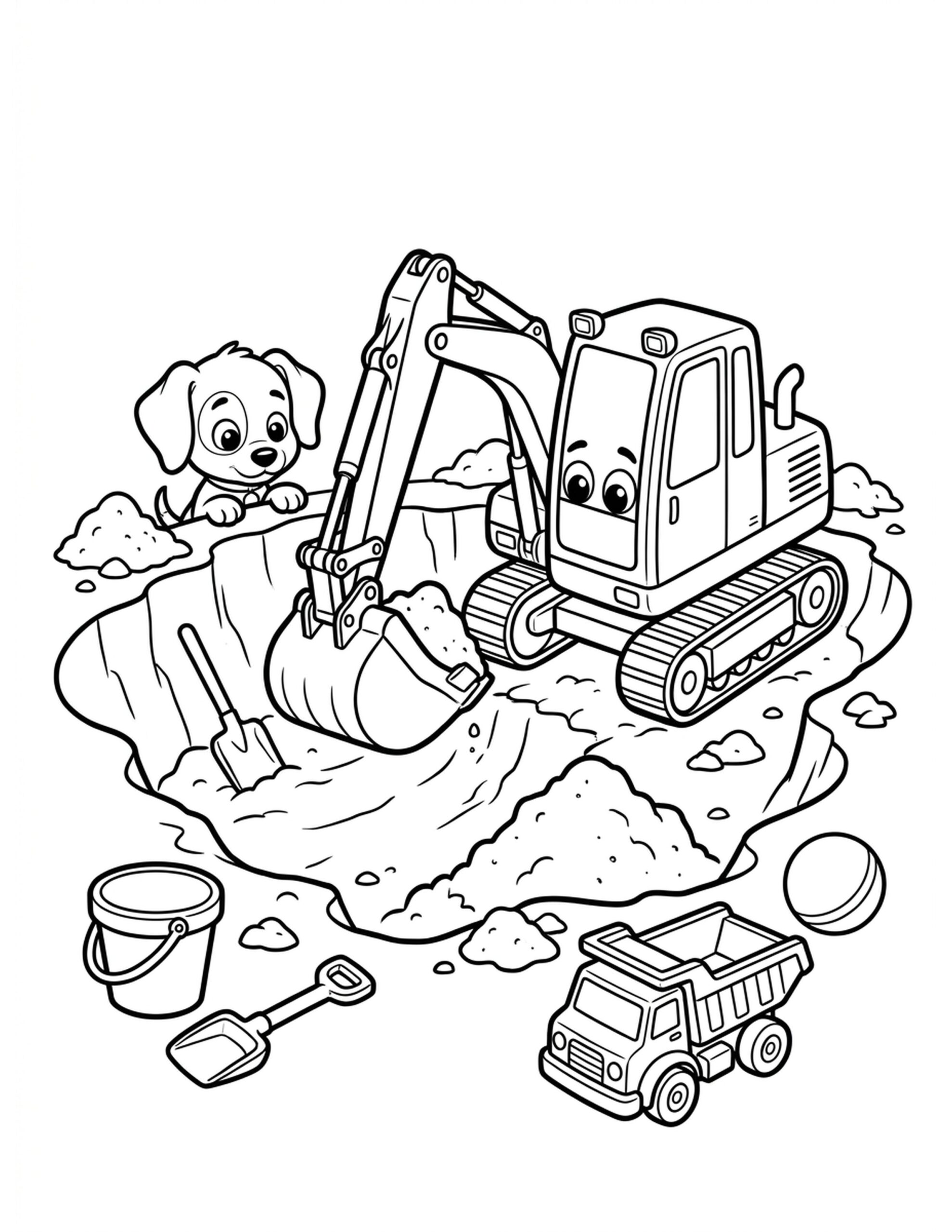 Excavation Fun Coloring Page