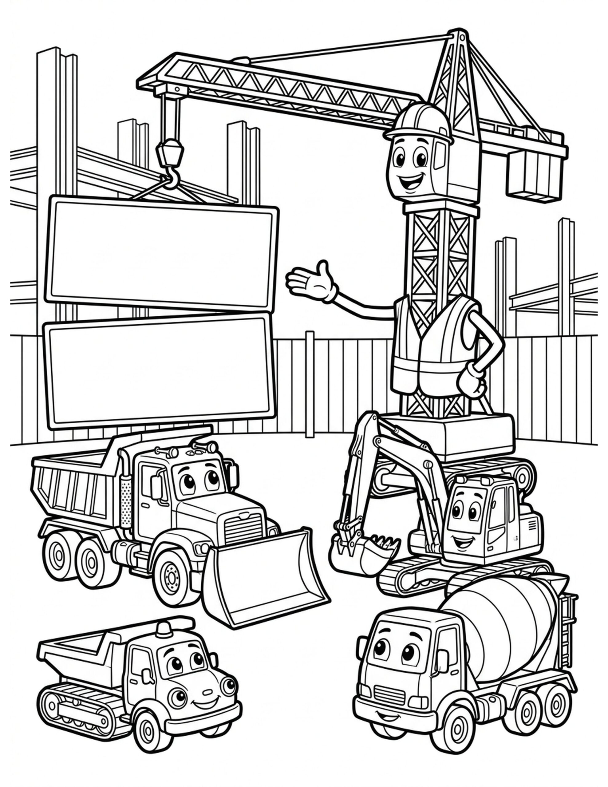 Safety First at the Construction Site Coloring Page
