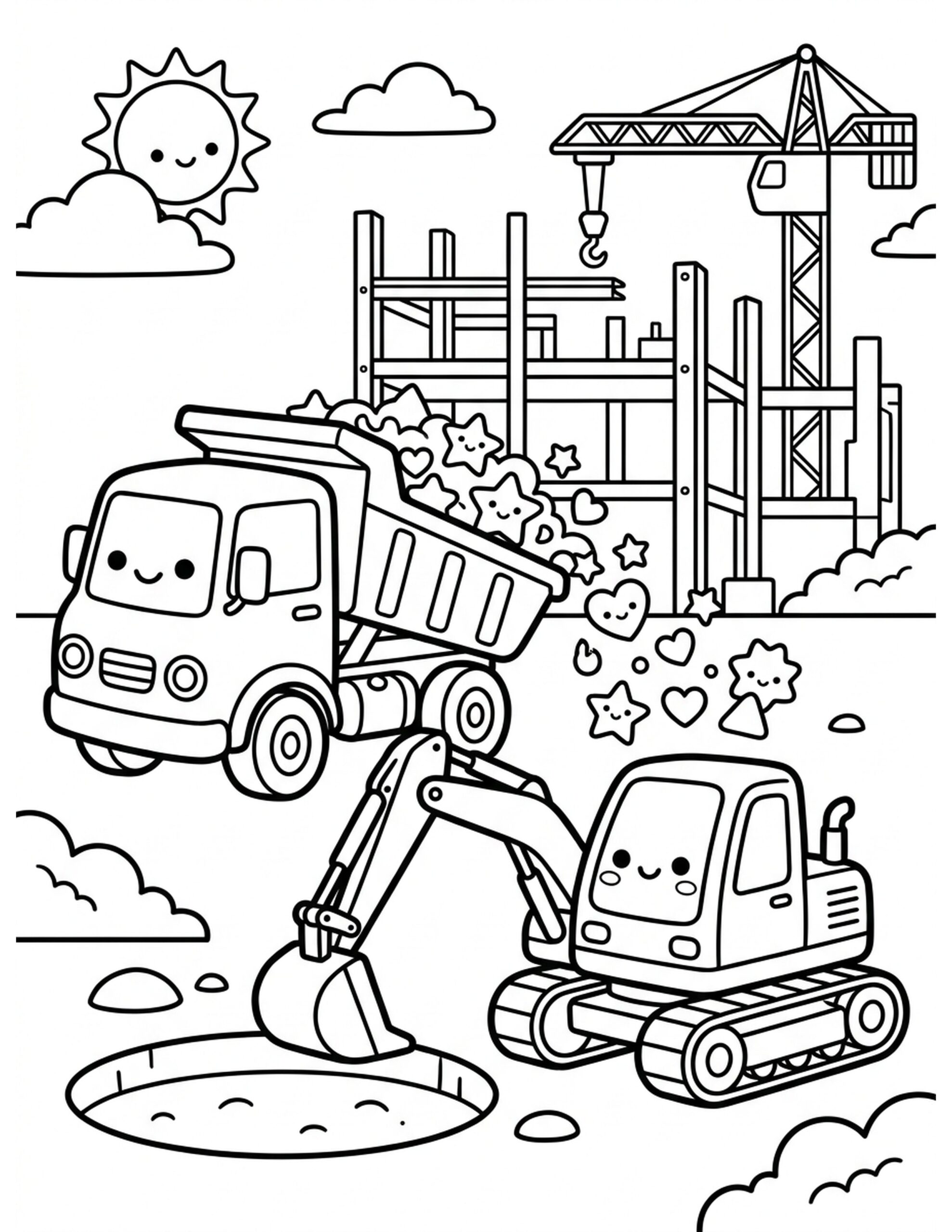 Construction Site Adventure Coloring Page