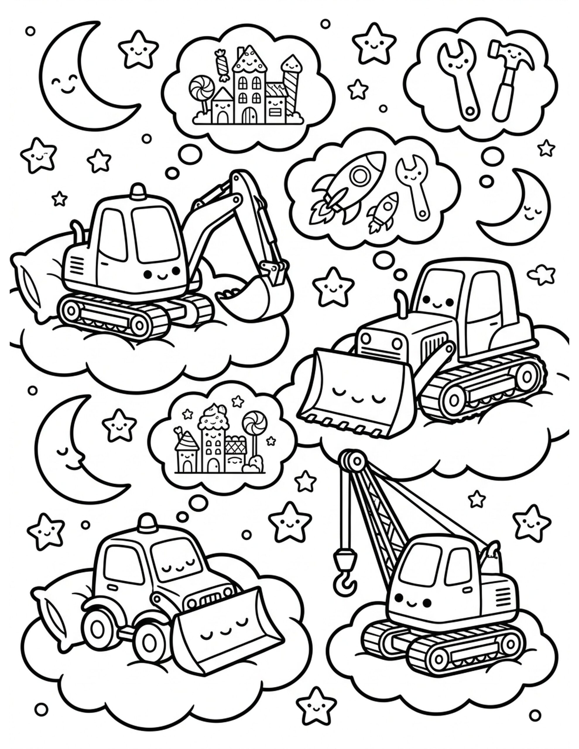 Dream Big with Construction Vehicles Coloring Page