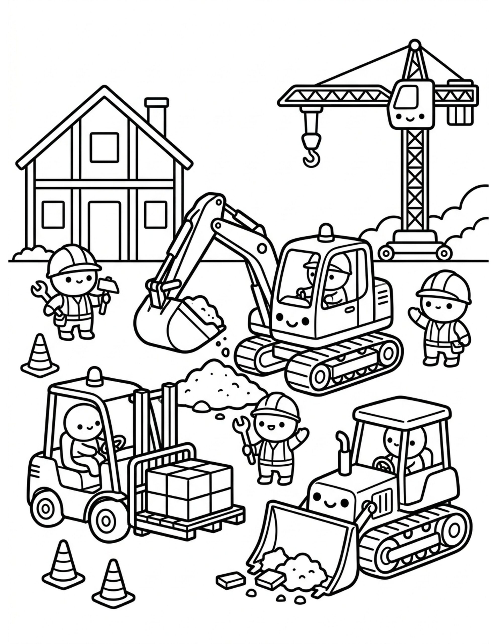 Busy Construction Day Coloring Page