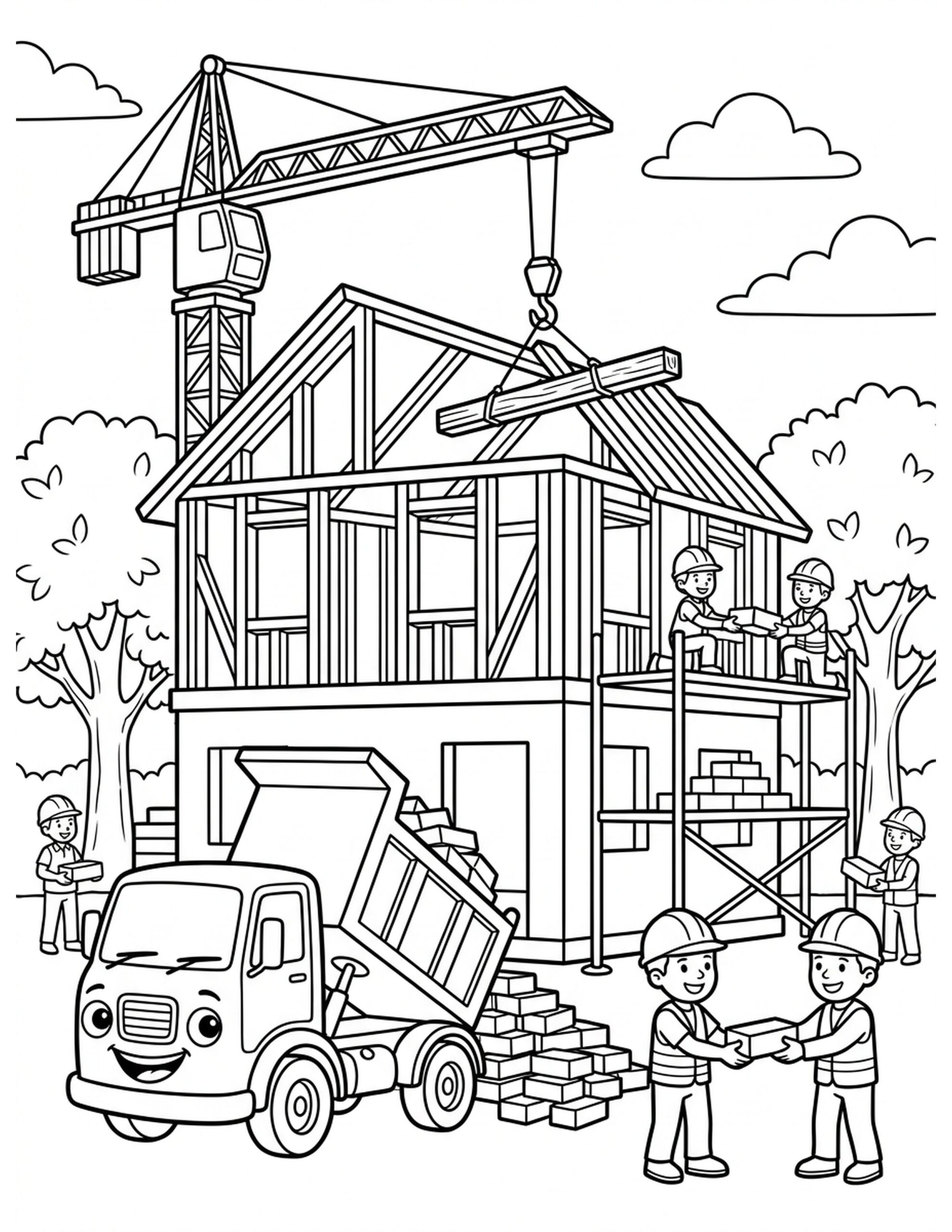 Building a House Coloring Page