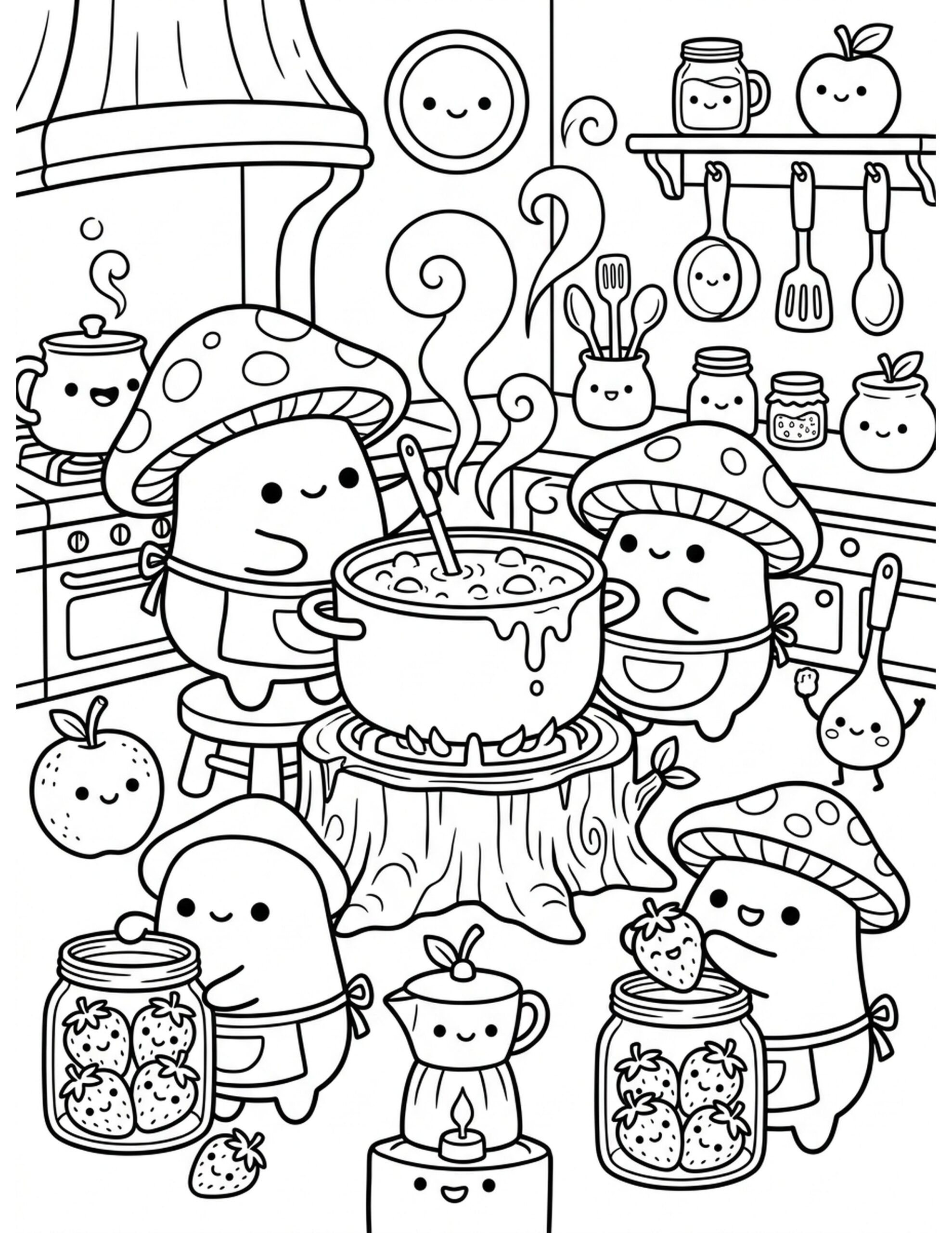 Strawberry Jam Production Coloring Page