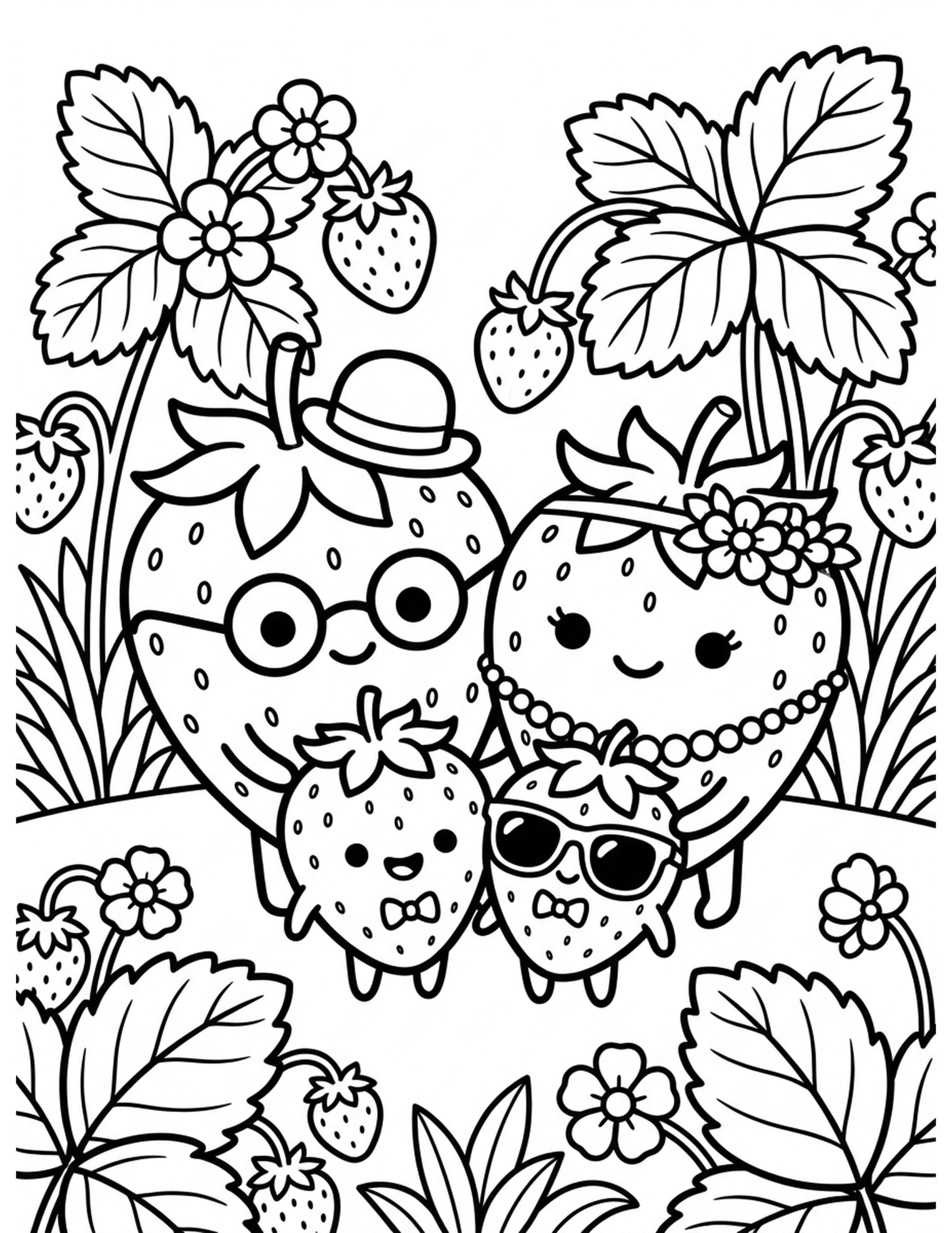 Strawberry Family Portrait Coloring Page