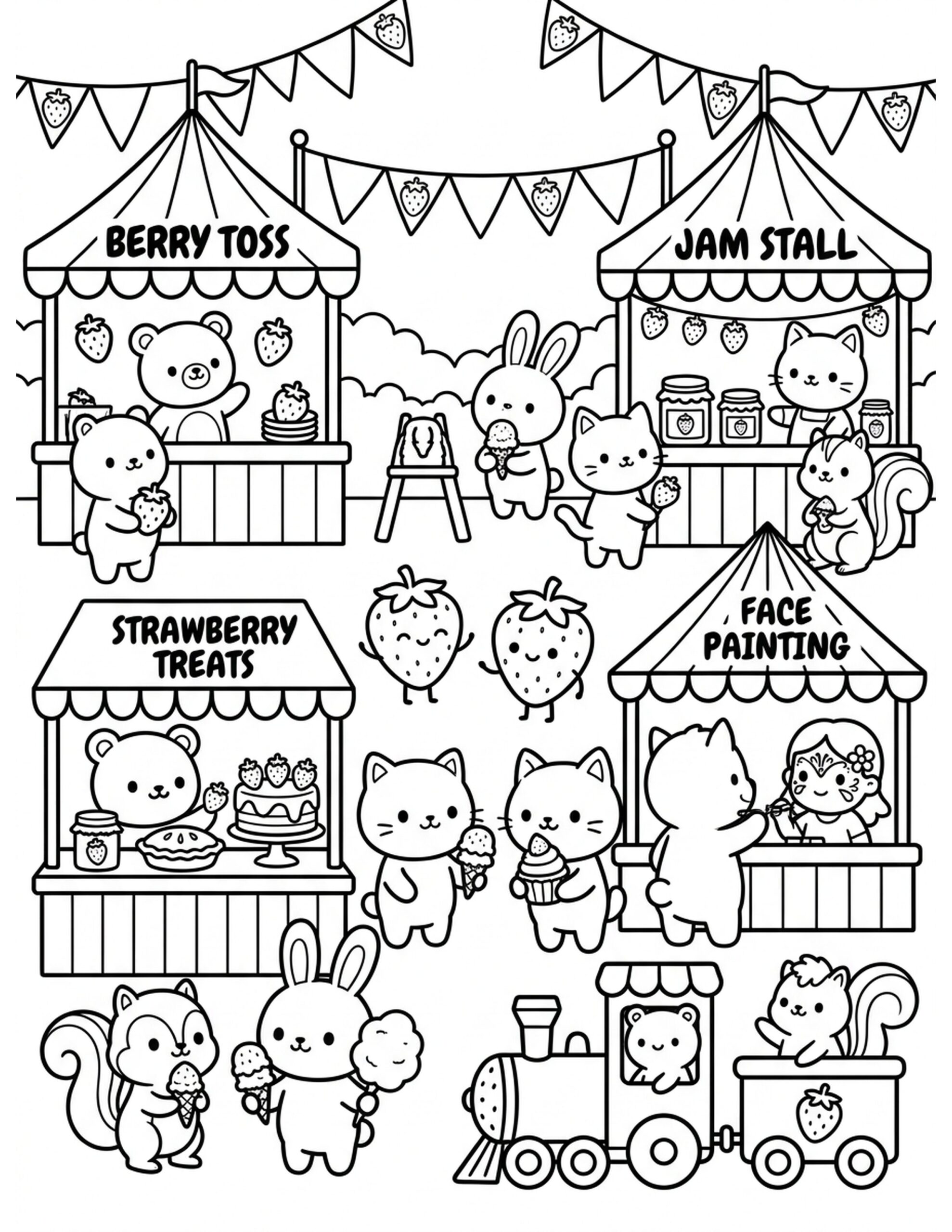 Strawberry Festival Celebration Coloring Page