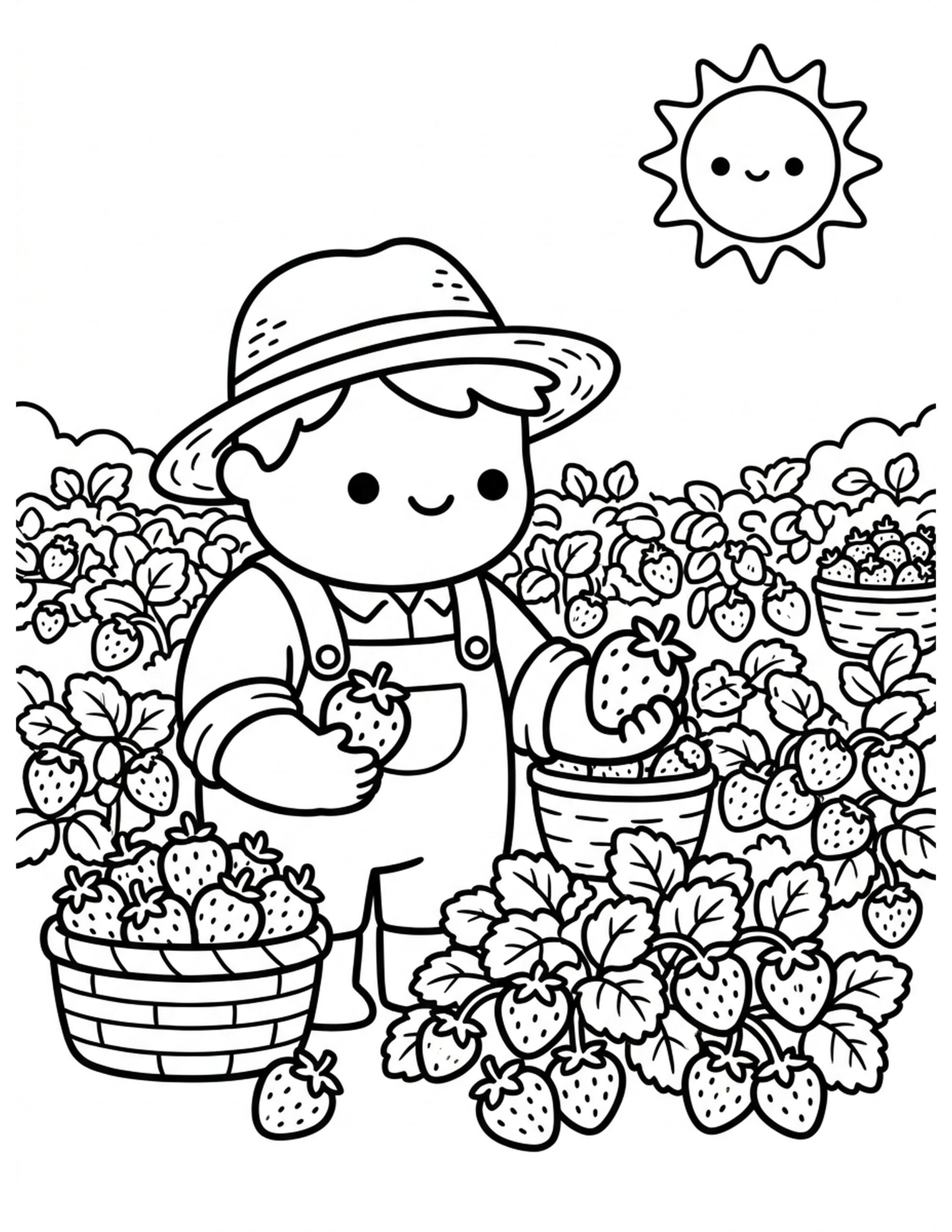Strawberry Farmer Coloring Page