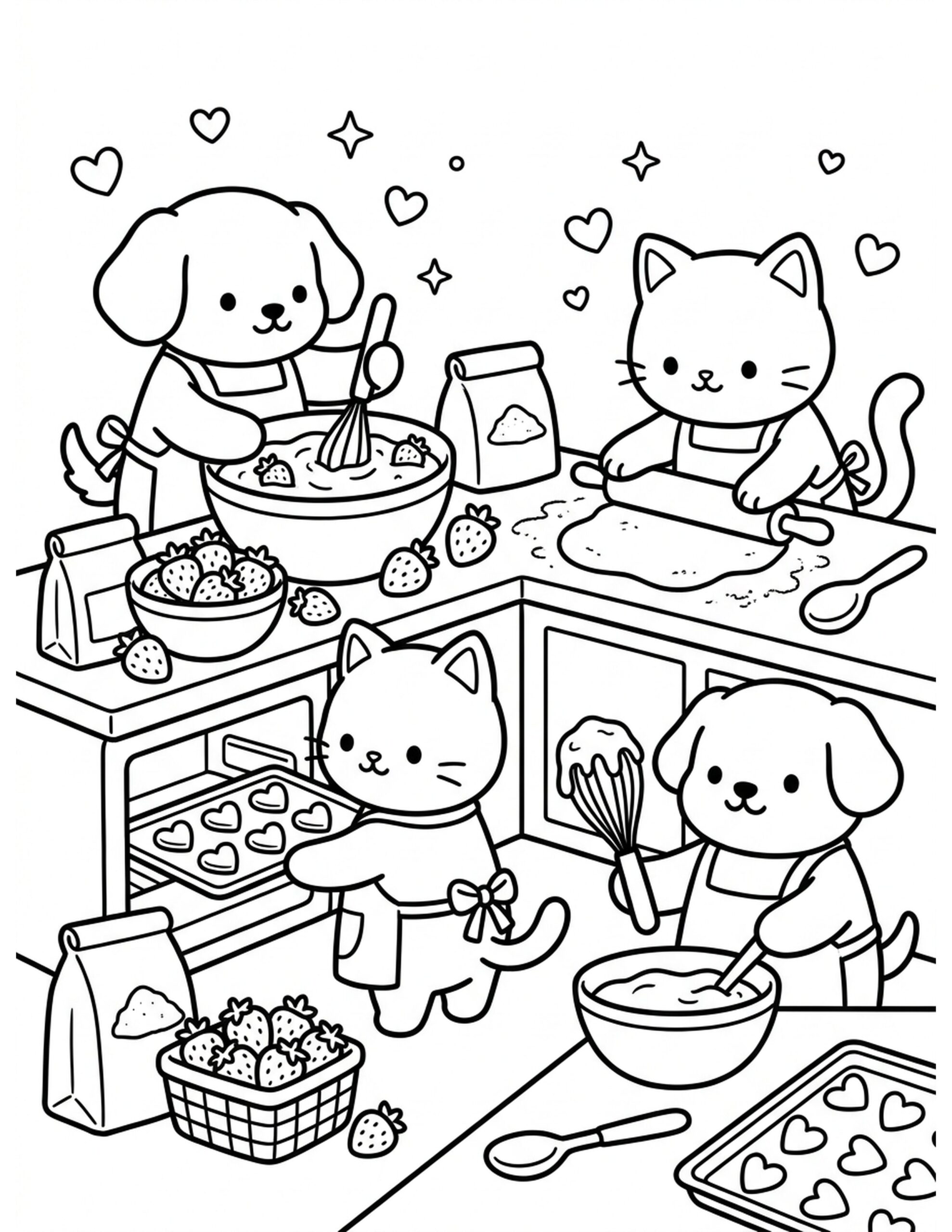 Strawberry Baking Fun Coloring Page