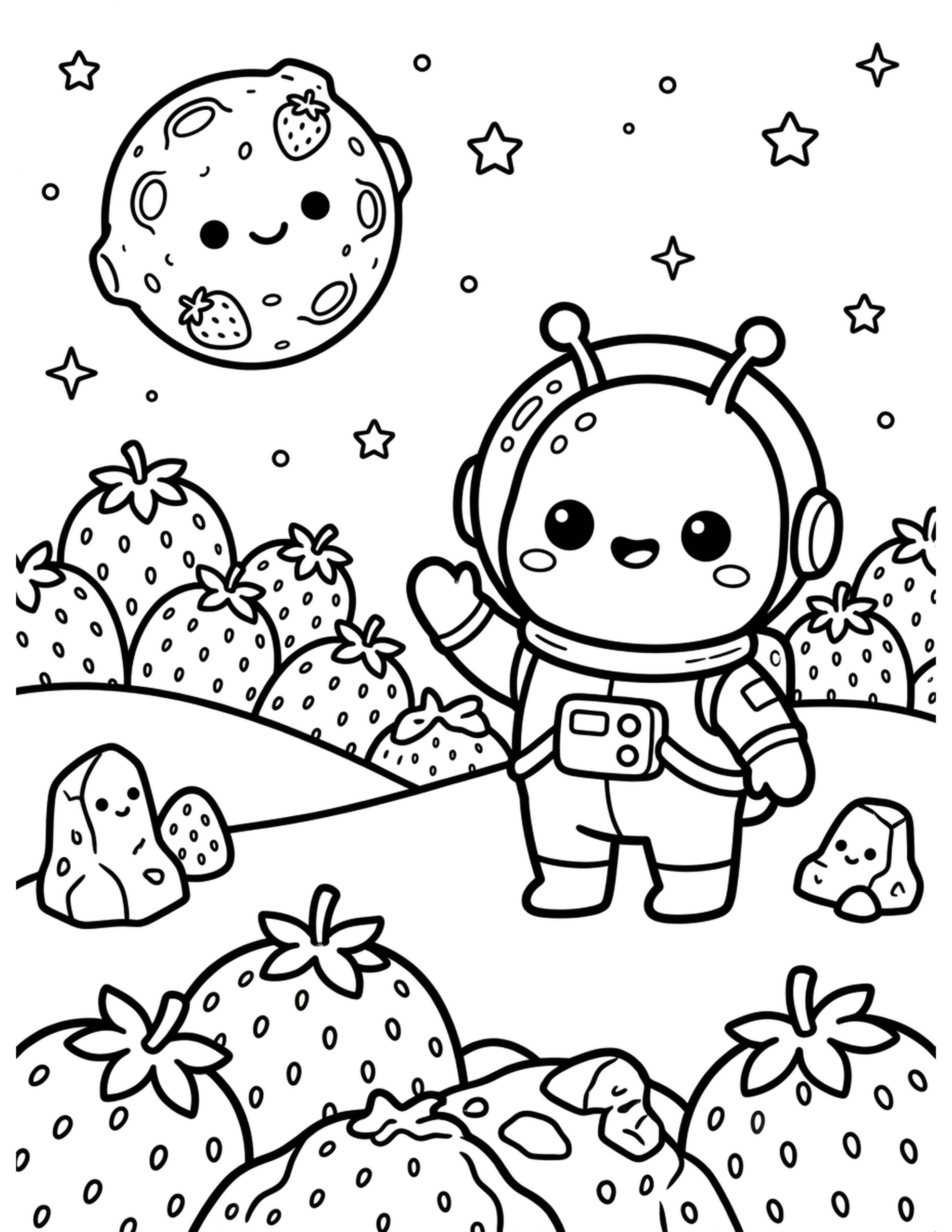 Strawberry Planet Adventure Coloring Page