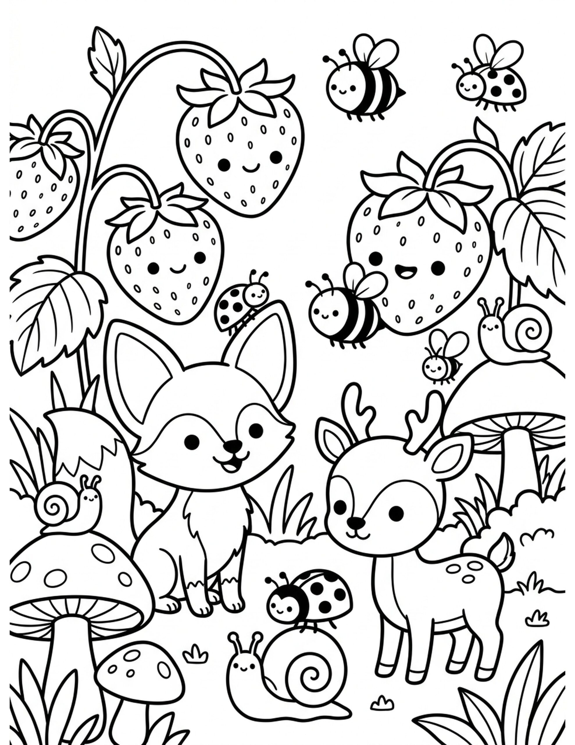 Strawberry Forest Fun Coloring Page
