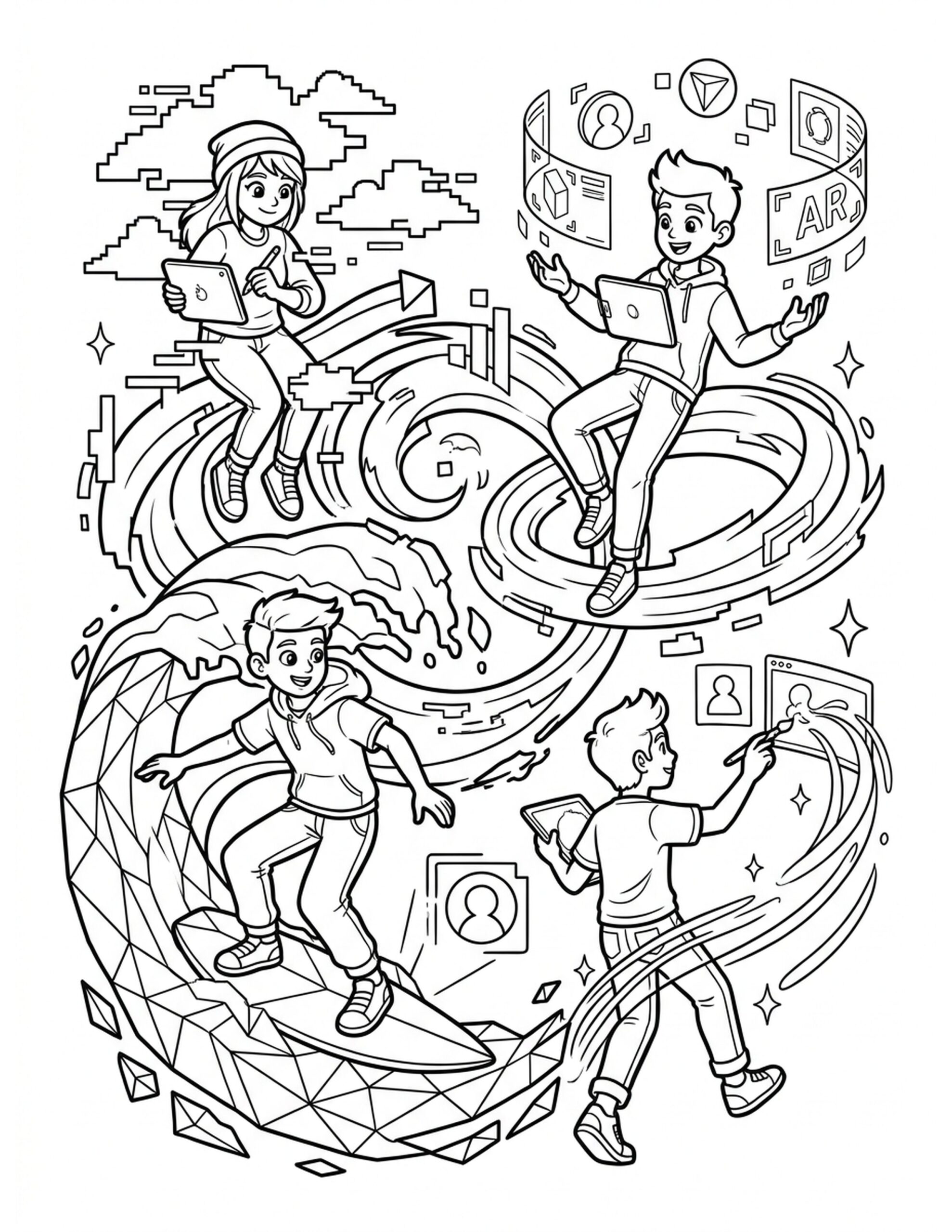 Digital Art Trends Coloring Page