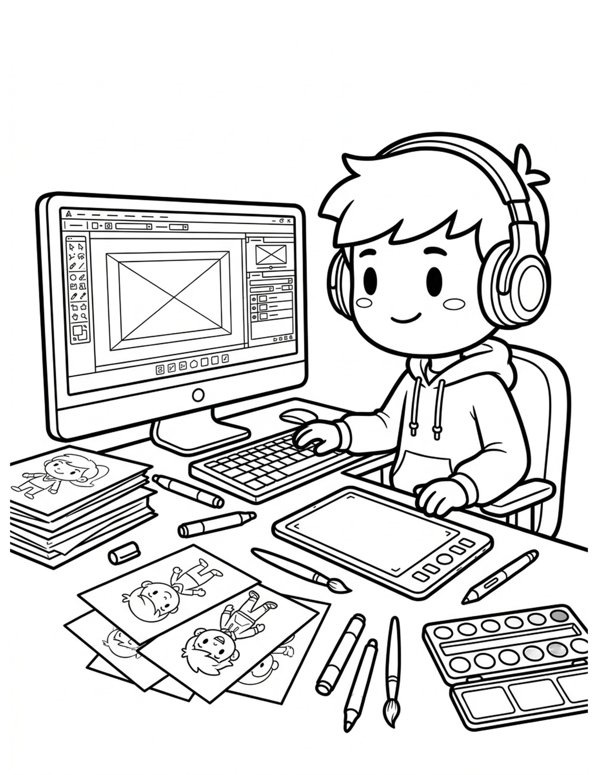 Digital Creation Process Coloring Page