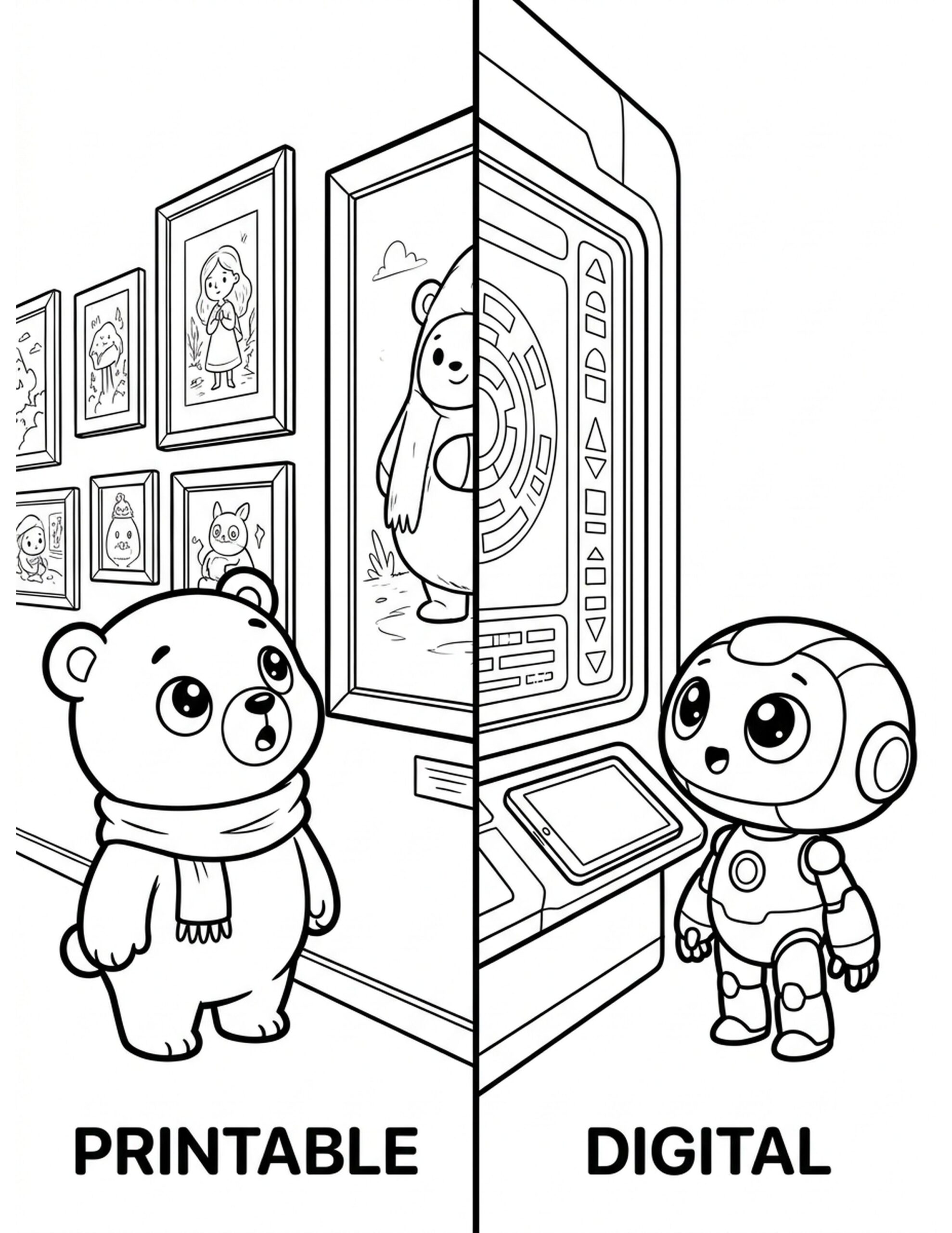 Printable vs Digital Showcase Coloring Page