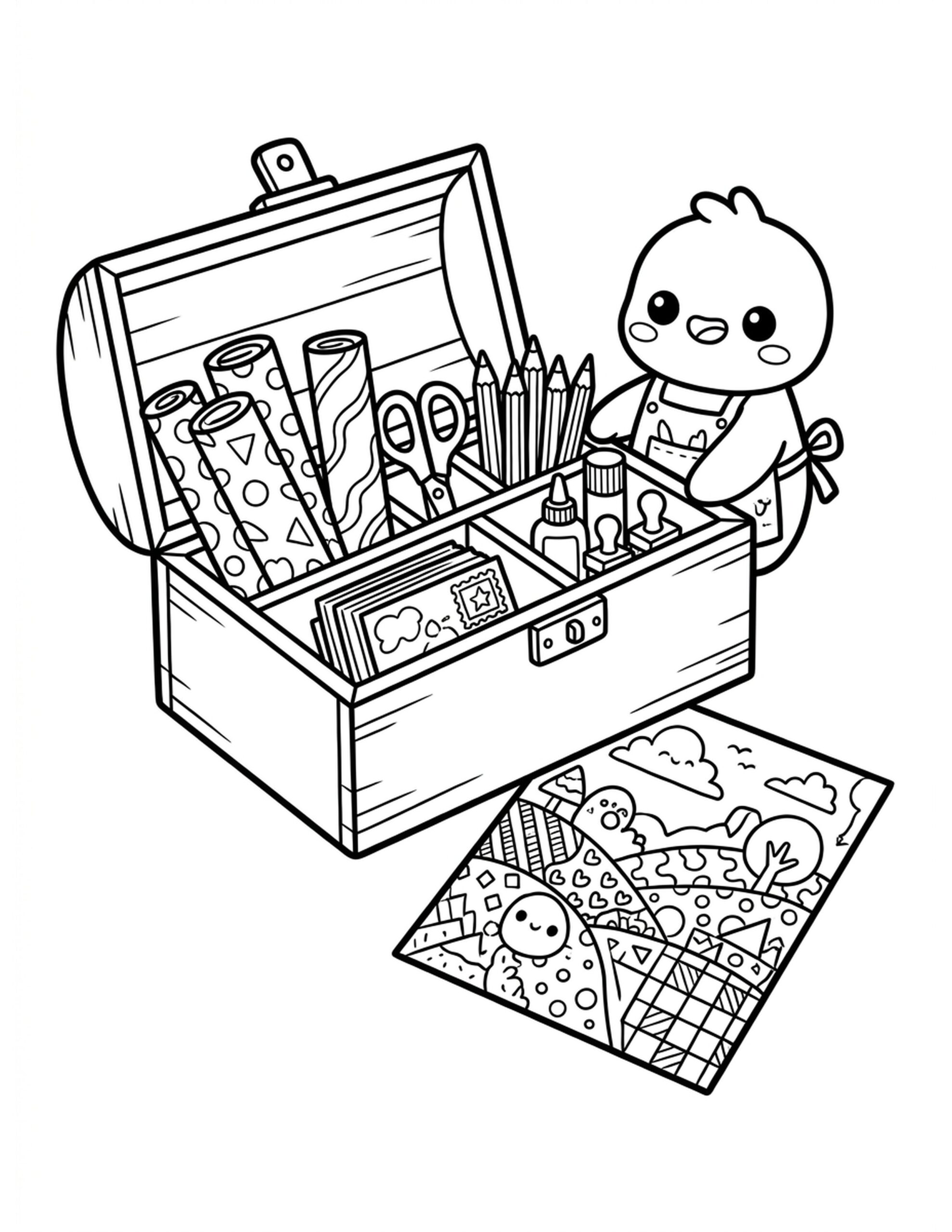 Materials for Printable Art Coloring Page