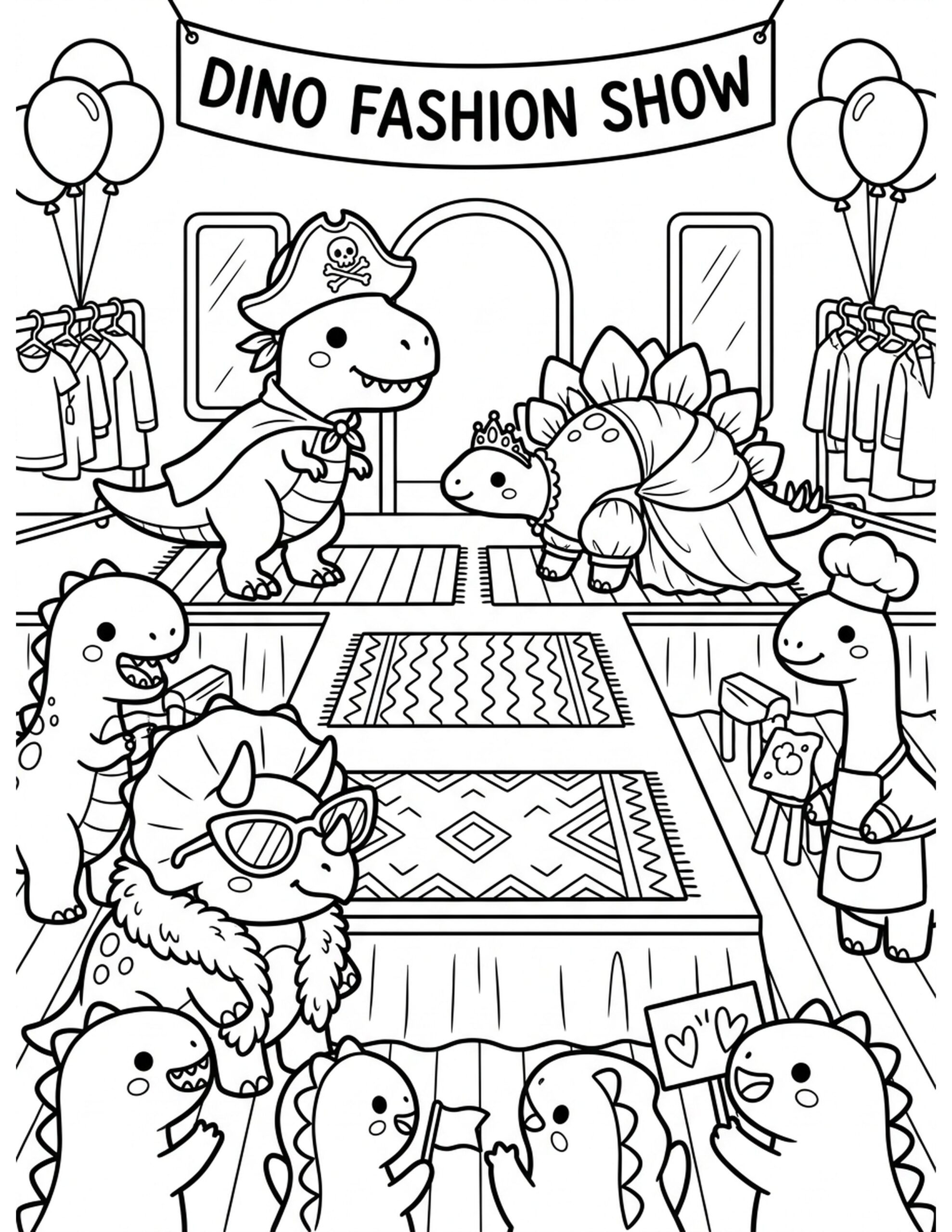Dino Dress-Up Party Coloring Page