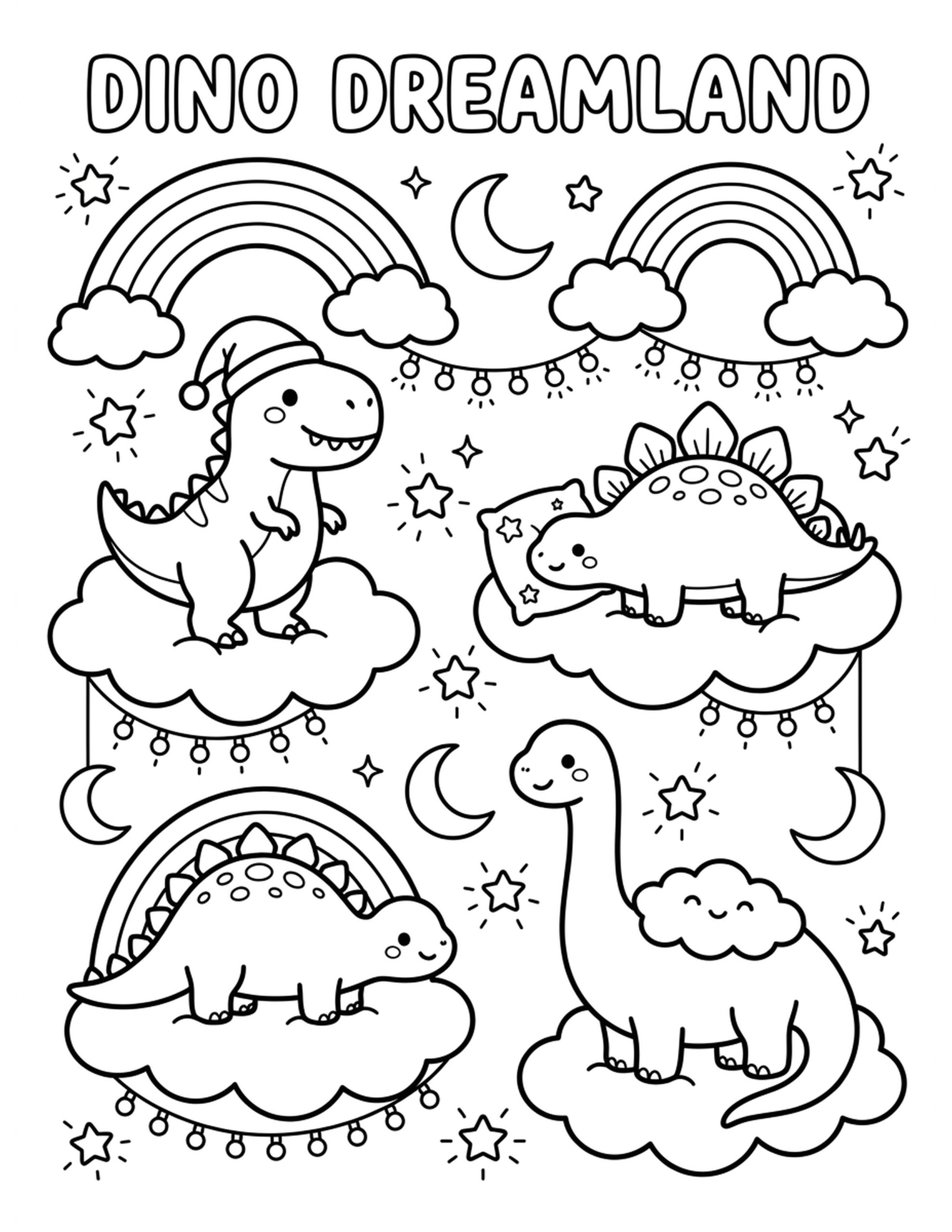 Dino Dreamland Coloring Page