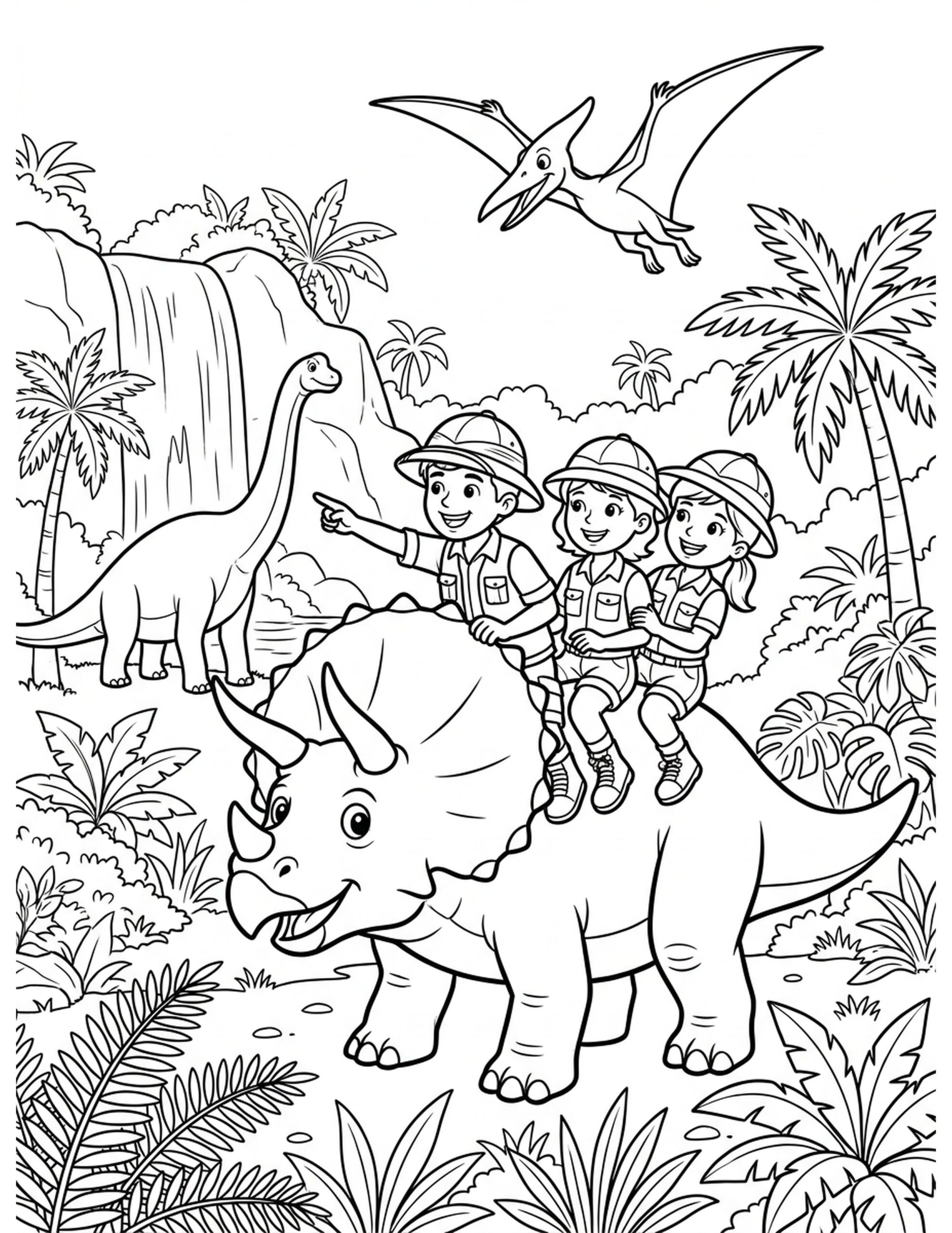 Dino Safari Adventure Coloring Page