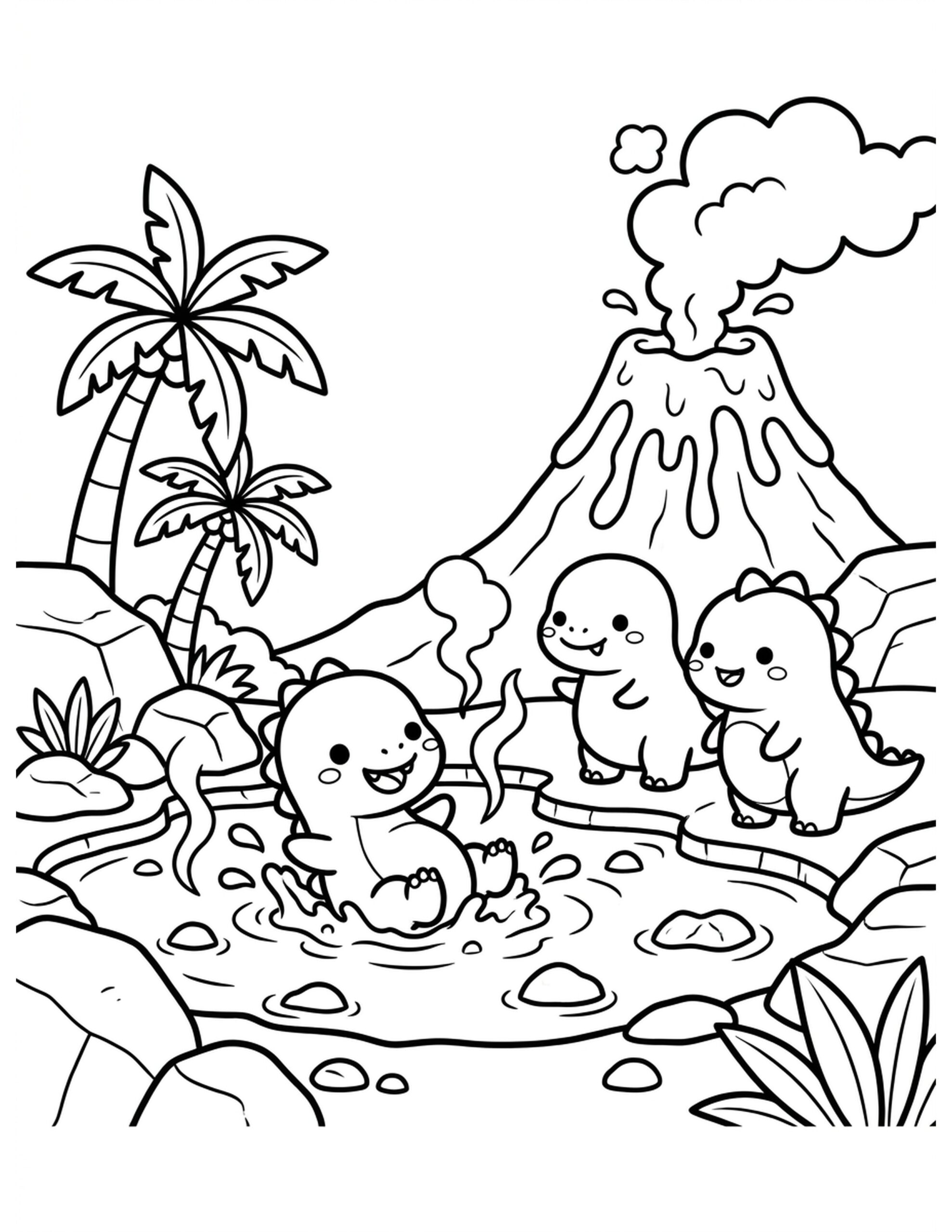 Volcano Fun Coloring Page