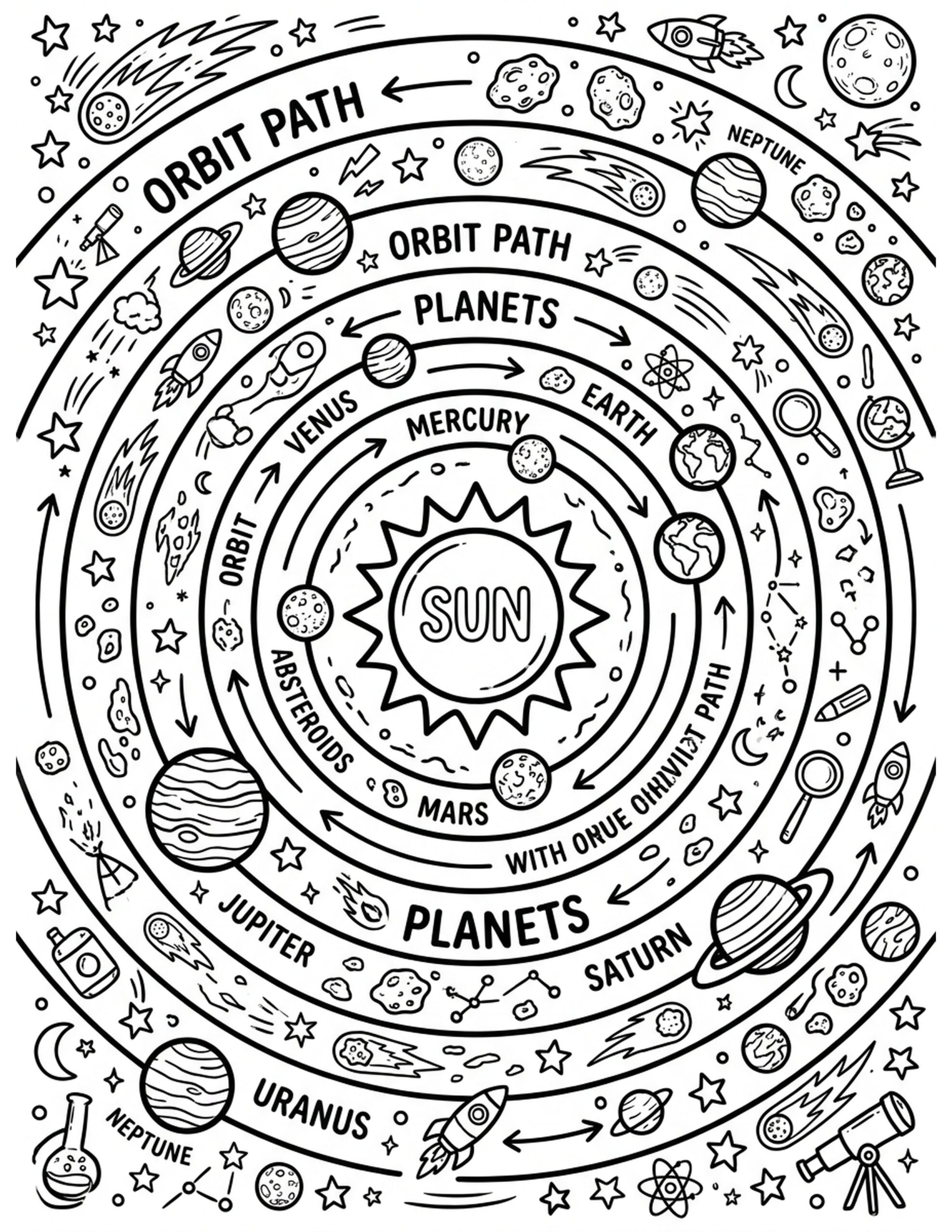 Planetary Orbits Coloring Page
