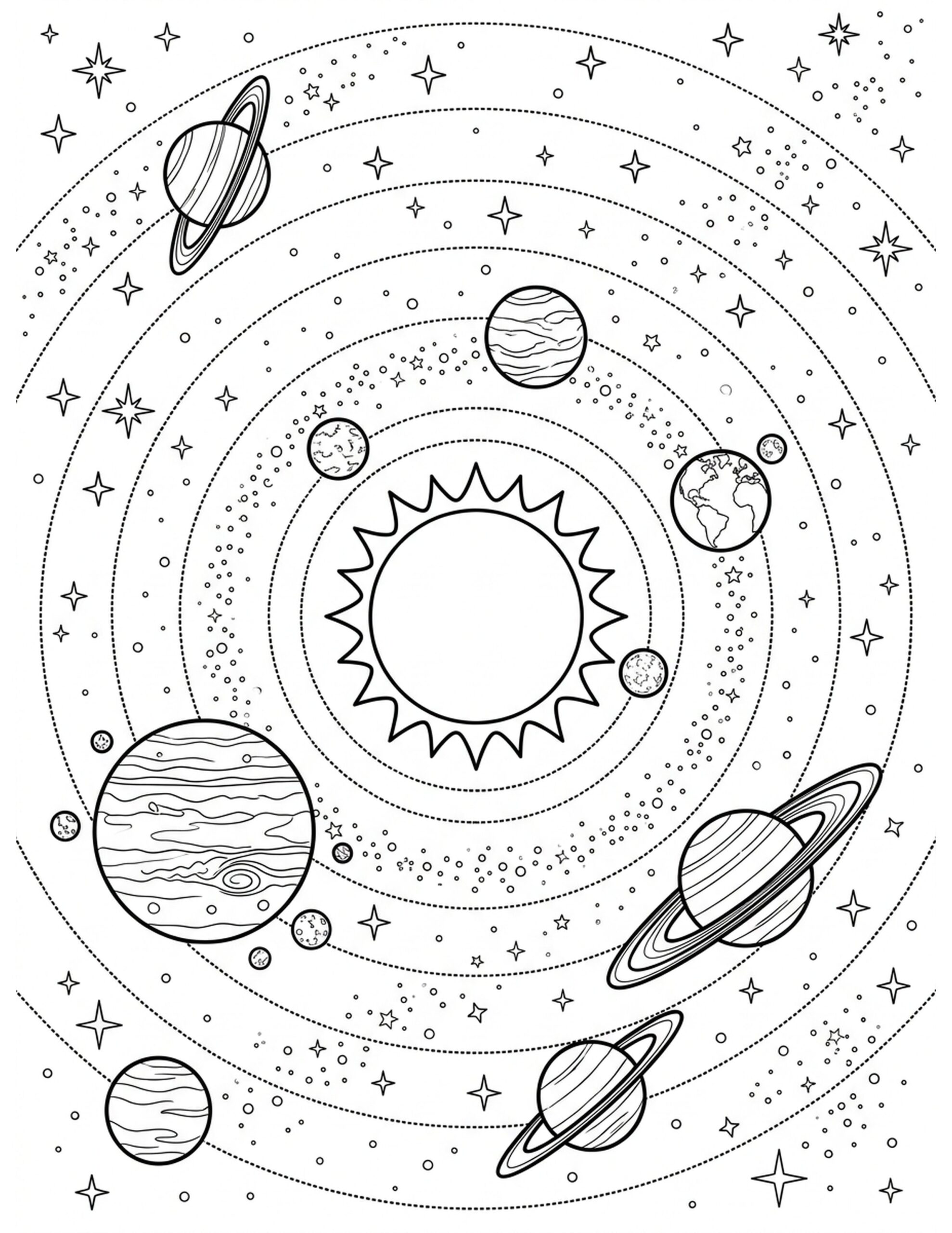 The Solar System Overview Coloring Page