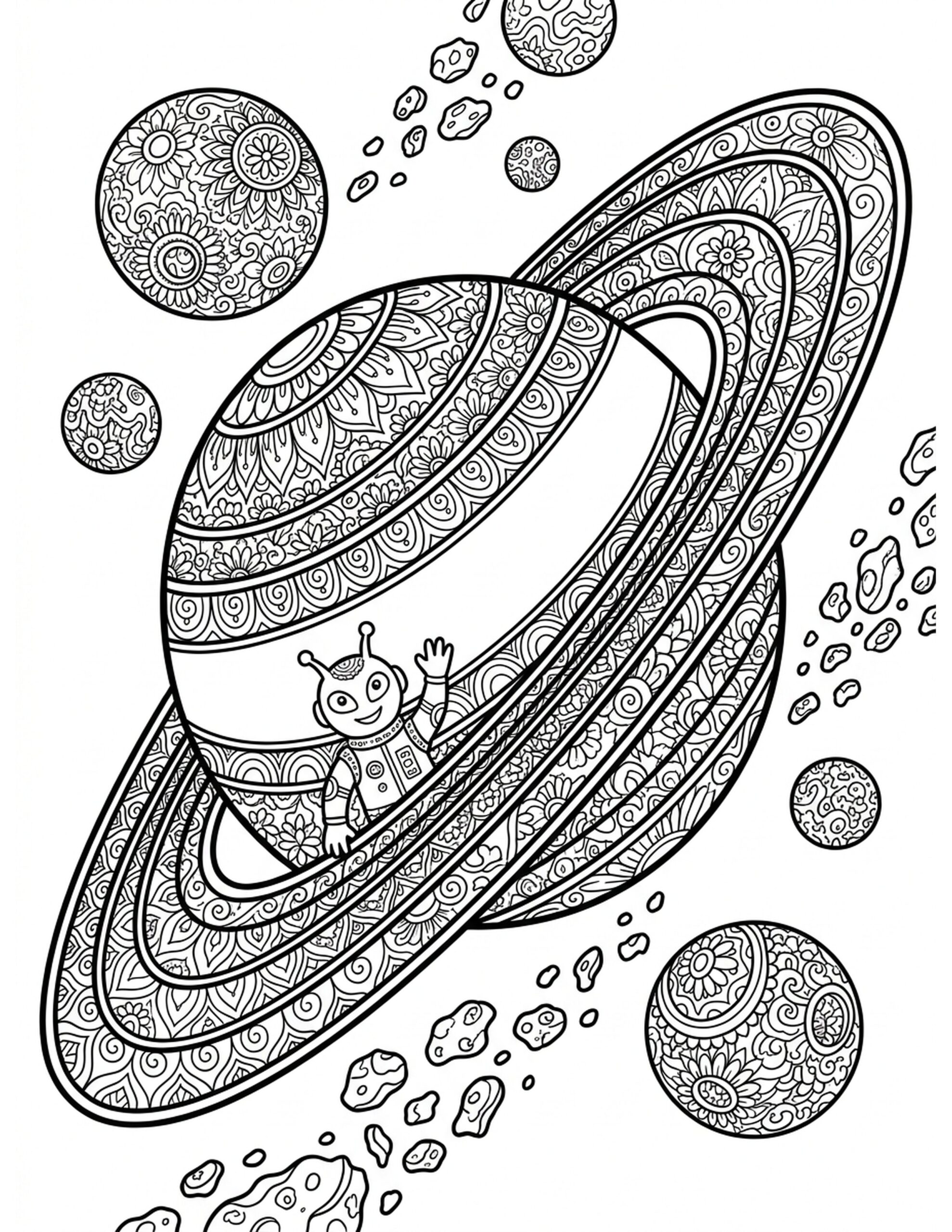 The Ringed Planet: Saturn Coloring Page