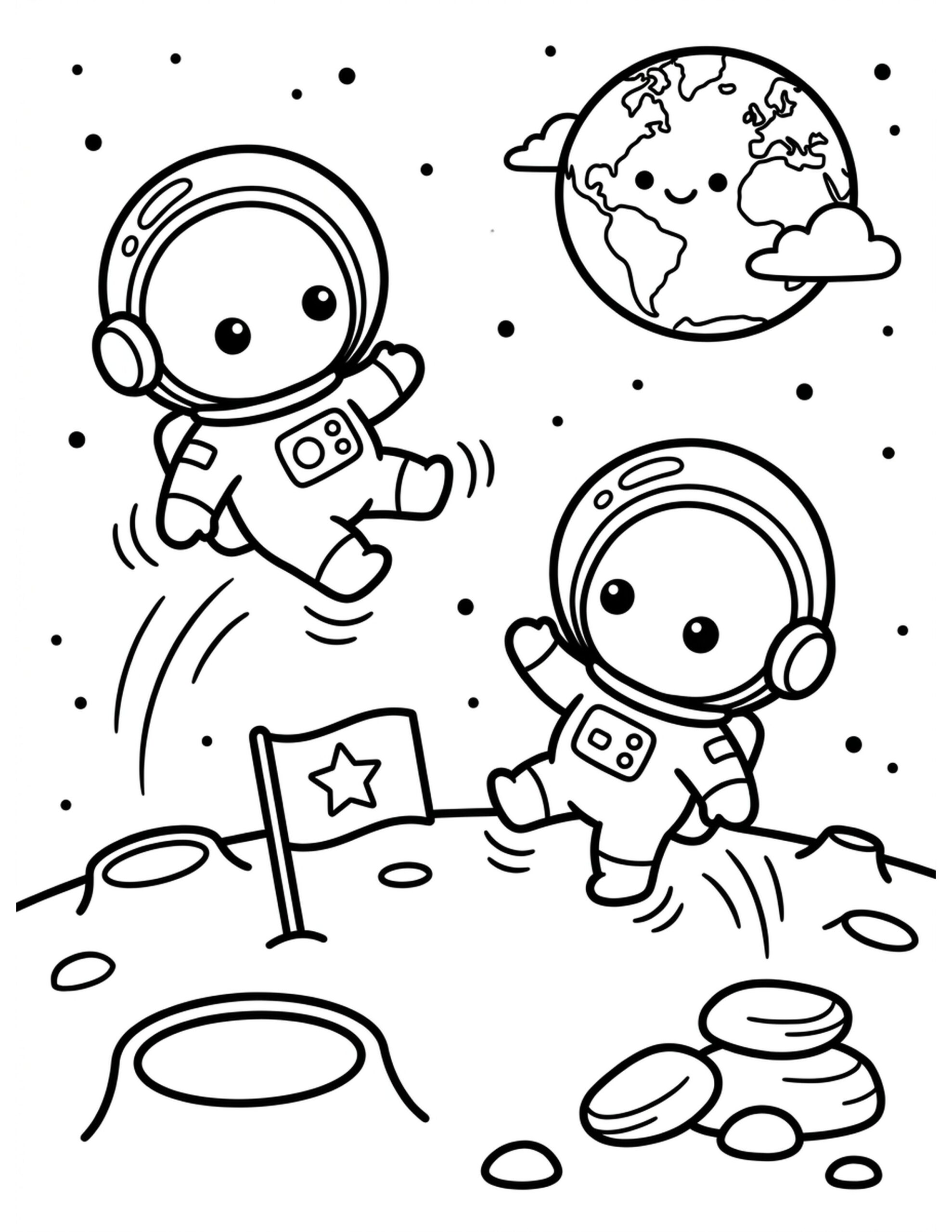 A Day on the Moon Coloring Page