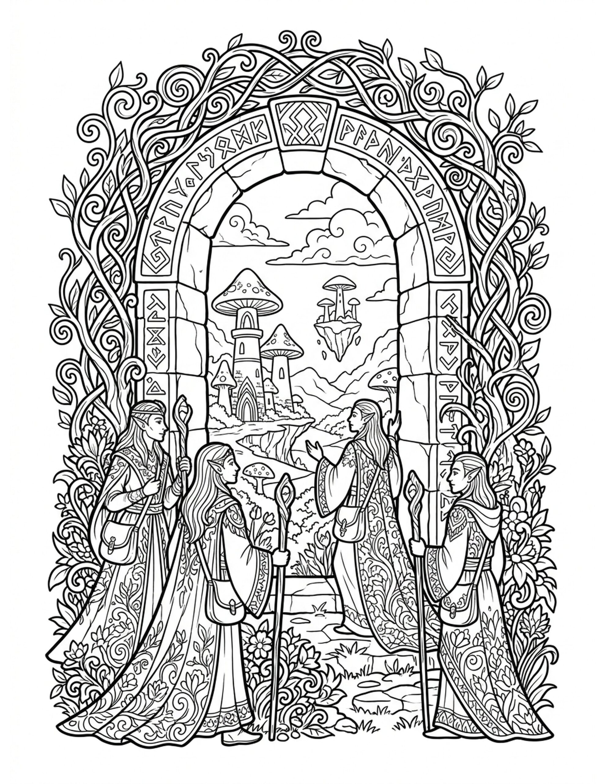 Elven Portal to Another Realm Coloring Page