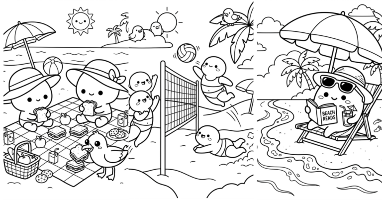 Printable Beach Coloring Pages for Summer