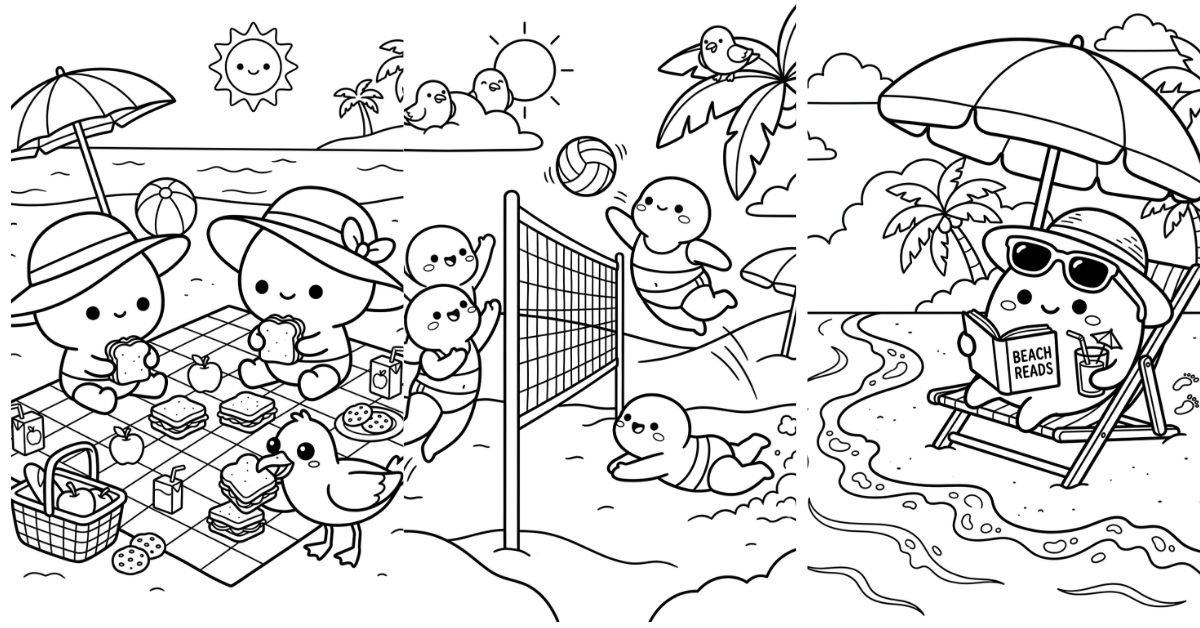 Printable Beach Coloring Pages for Summer