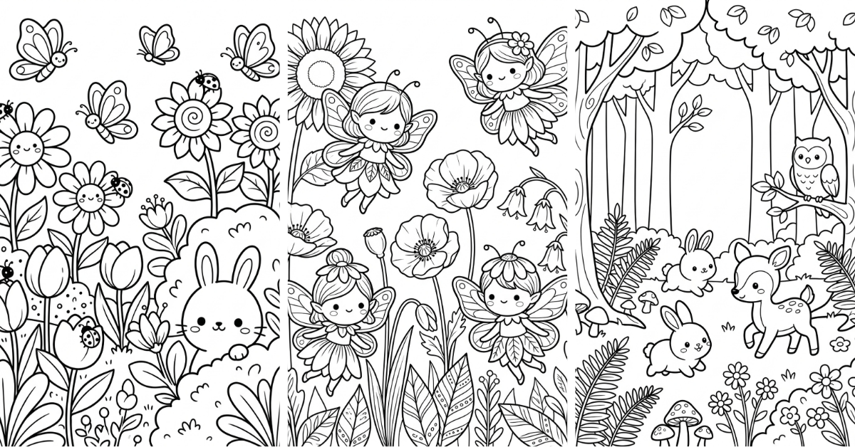 Botanical Coloring Pages Free Leaves Flowers