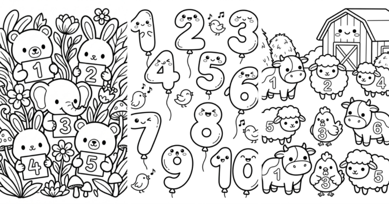 Number Coloring Pages for Kindergarten Free