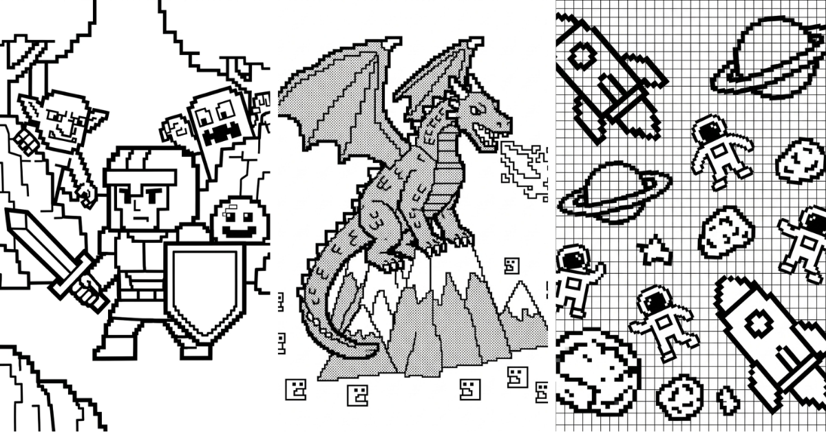 Pixel Art Coloring Pages Free Grid Printable