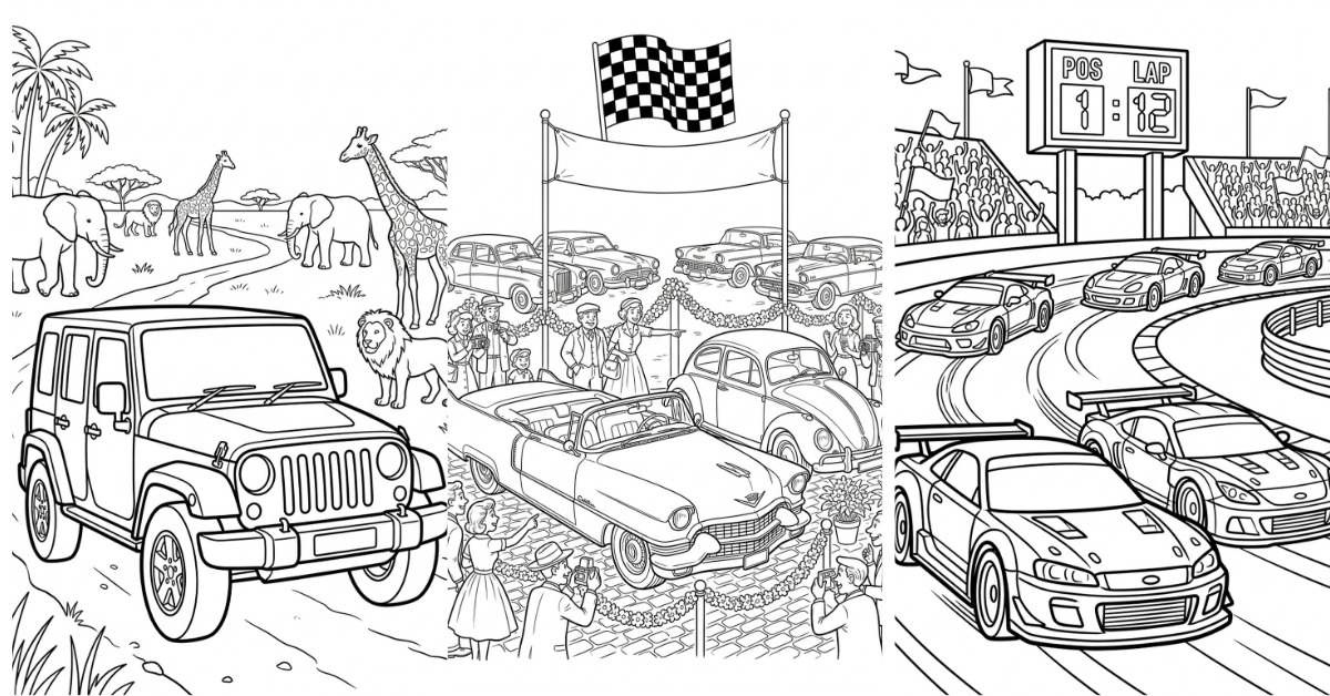 Vehicles Coloring Pages — Cars Planes Trains Free